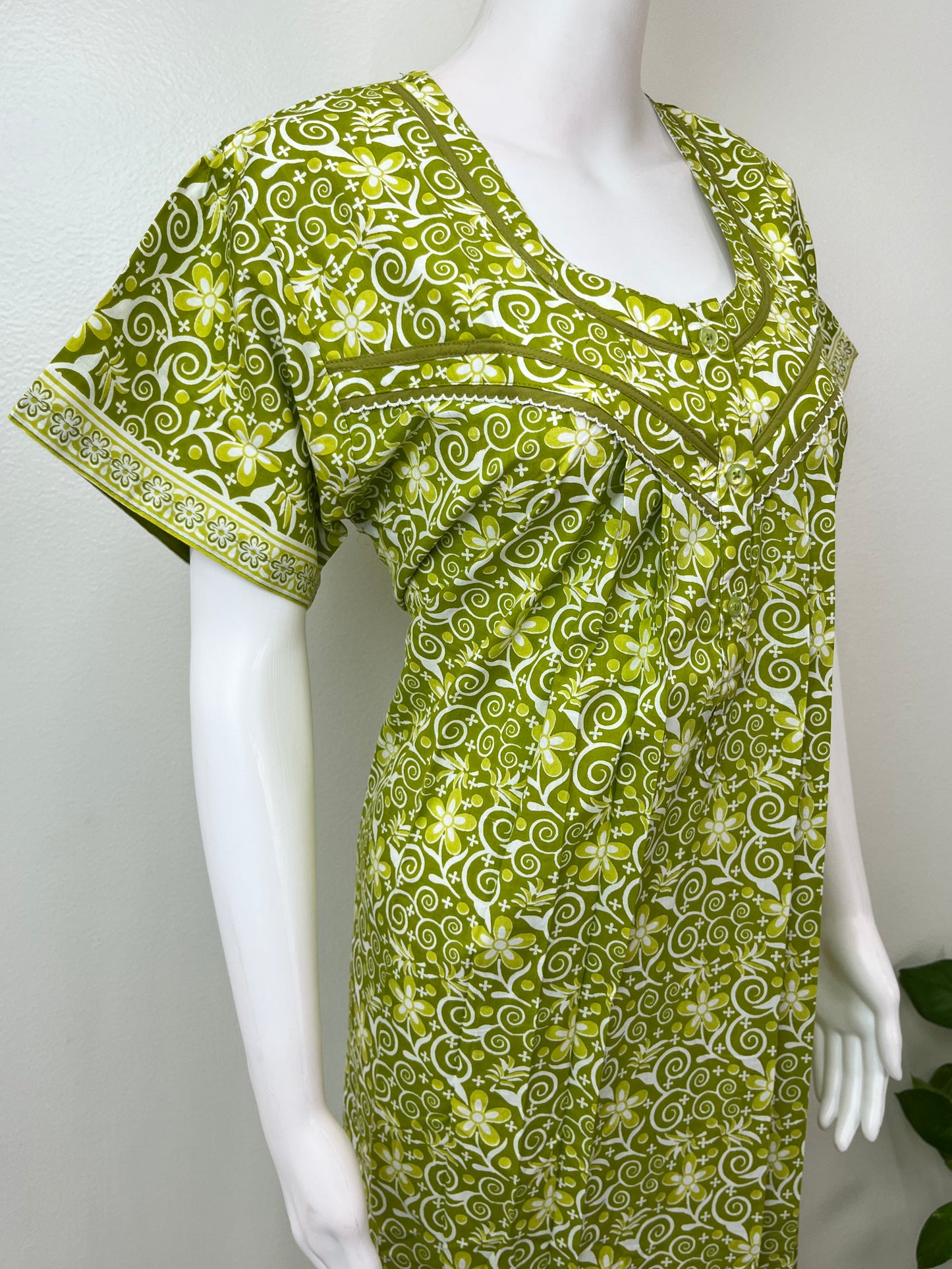 Lime Green Pure Cotton Nightgown Soft & Comfortable
