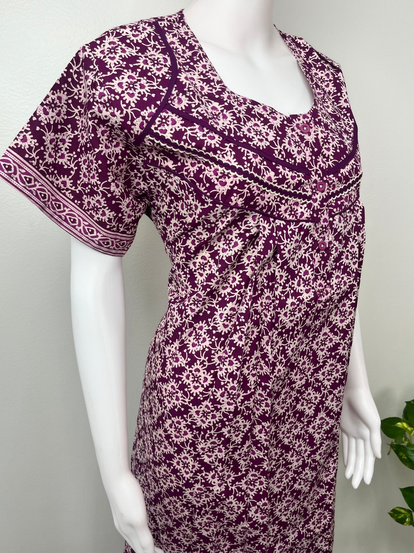 Purple 100% Cotton Women's Nightgown