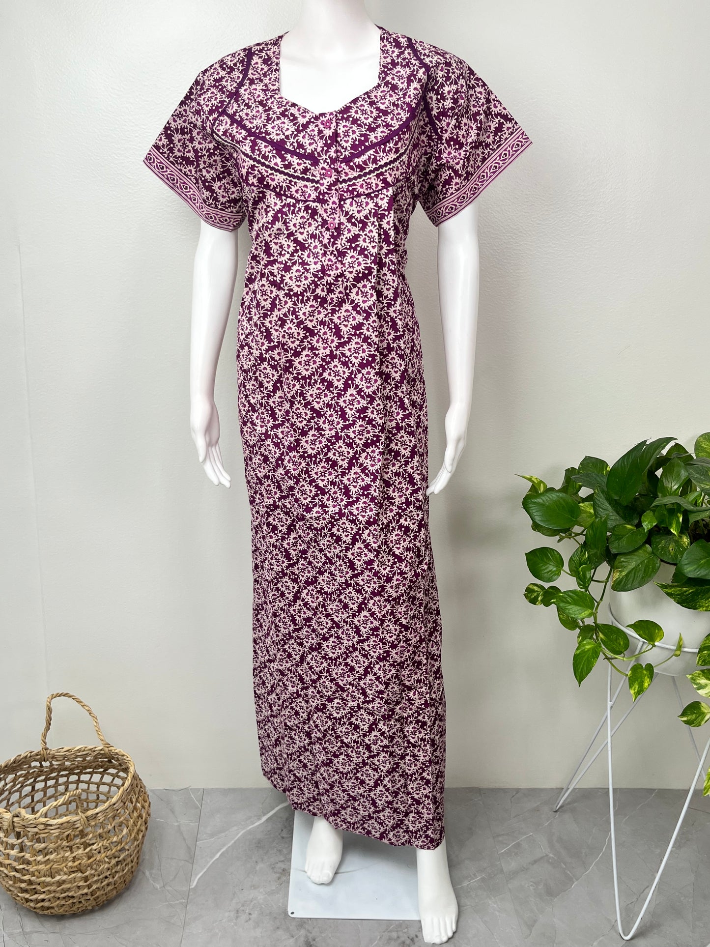 Purple 100% Cotton Women's Nightgown