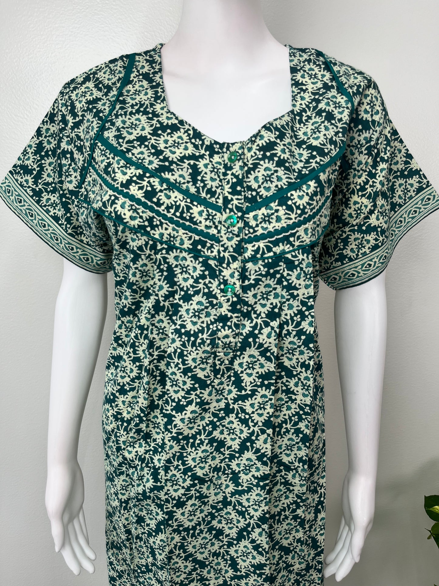 Sea Green Pure Cotton Nighty Elegant & Comfortable