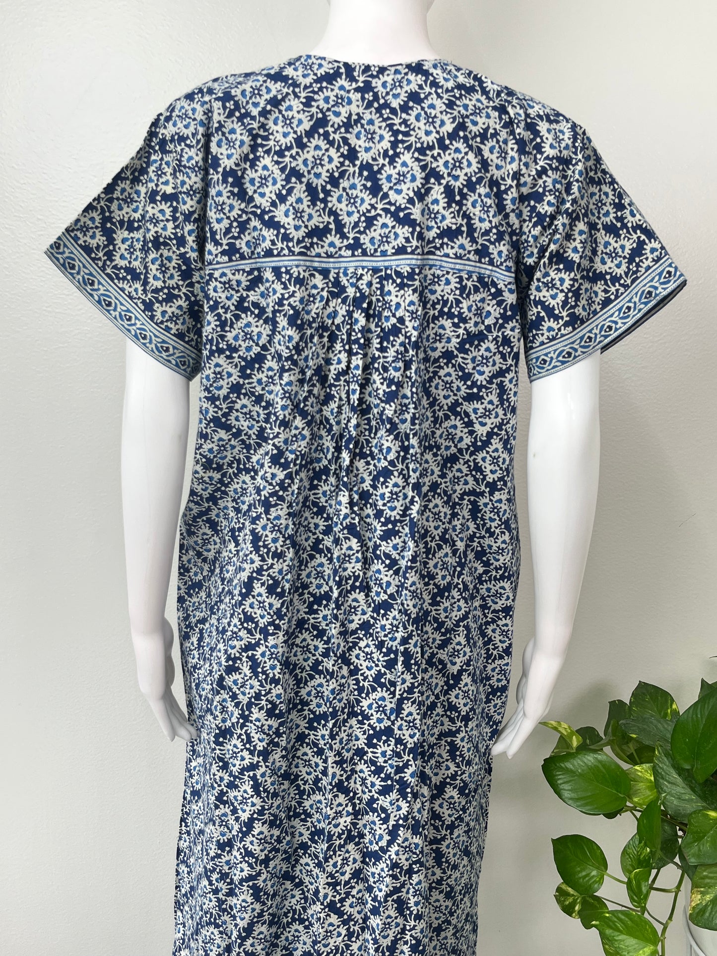 Blue Pure Cotton Nightgown Soft & Comfortable