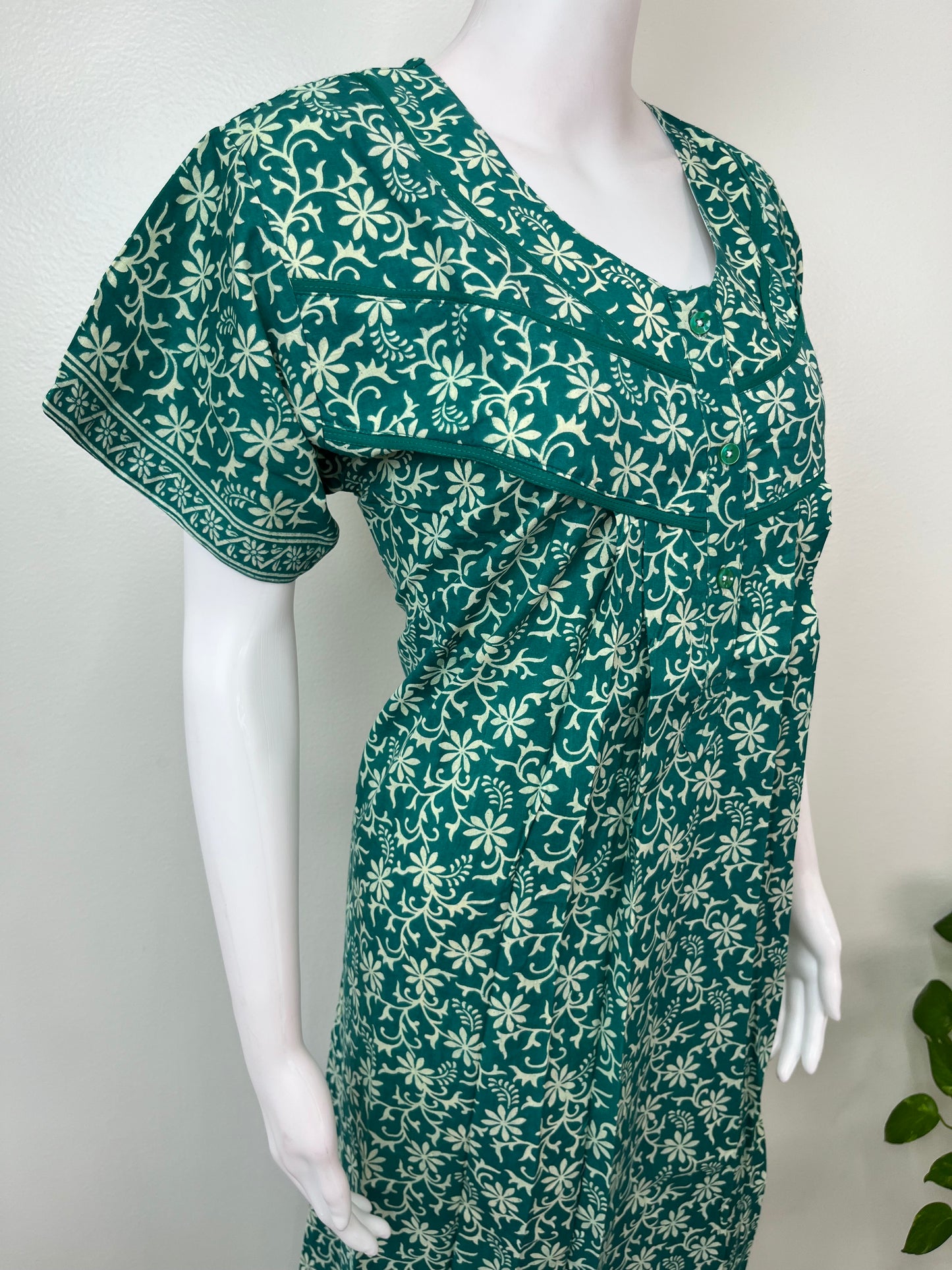 Sea Green Pure Cotton Nighty for Women