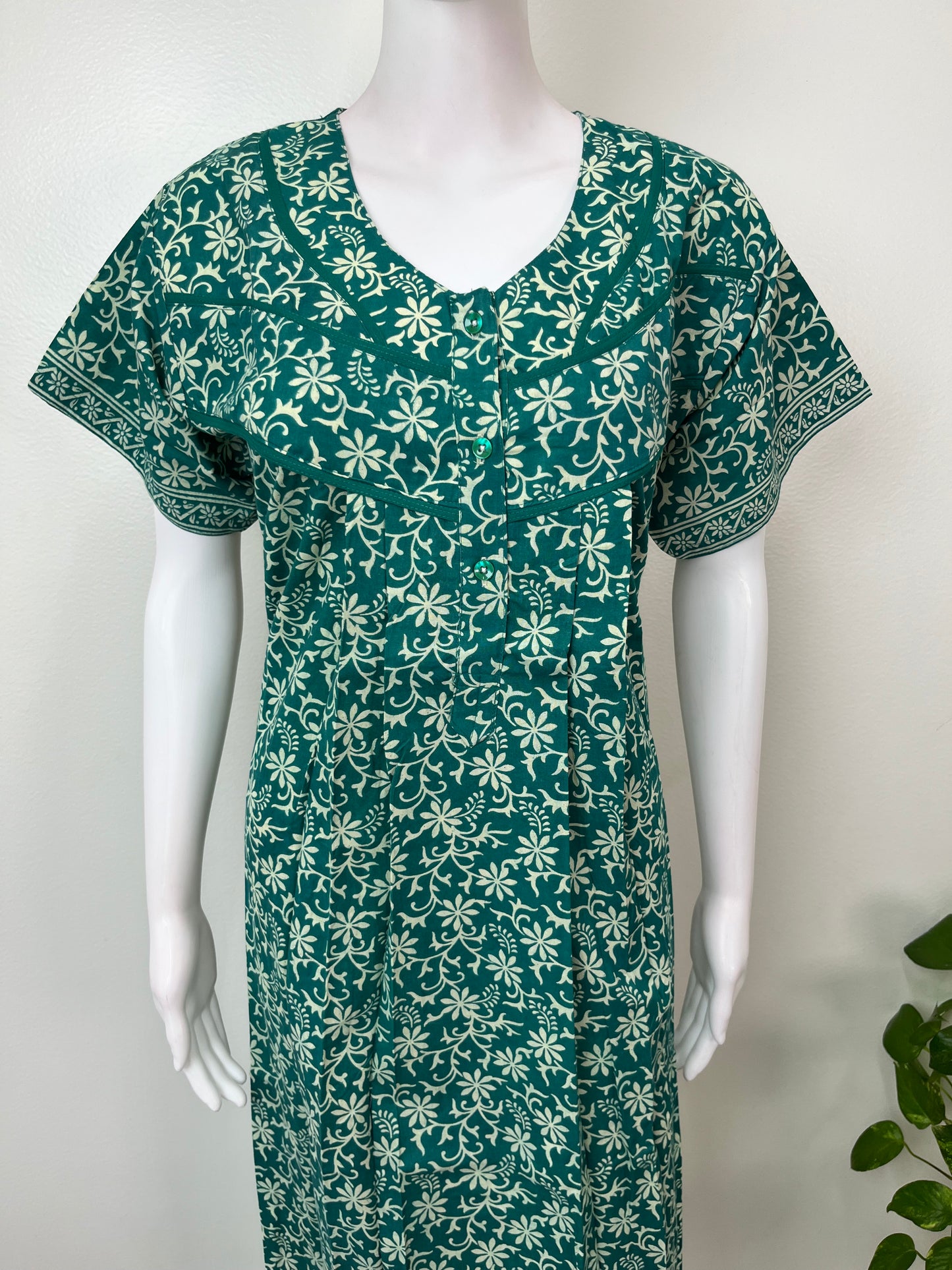 Sea Green Pure Cotton Nighty for Women