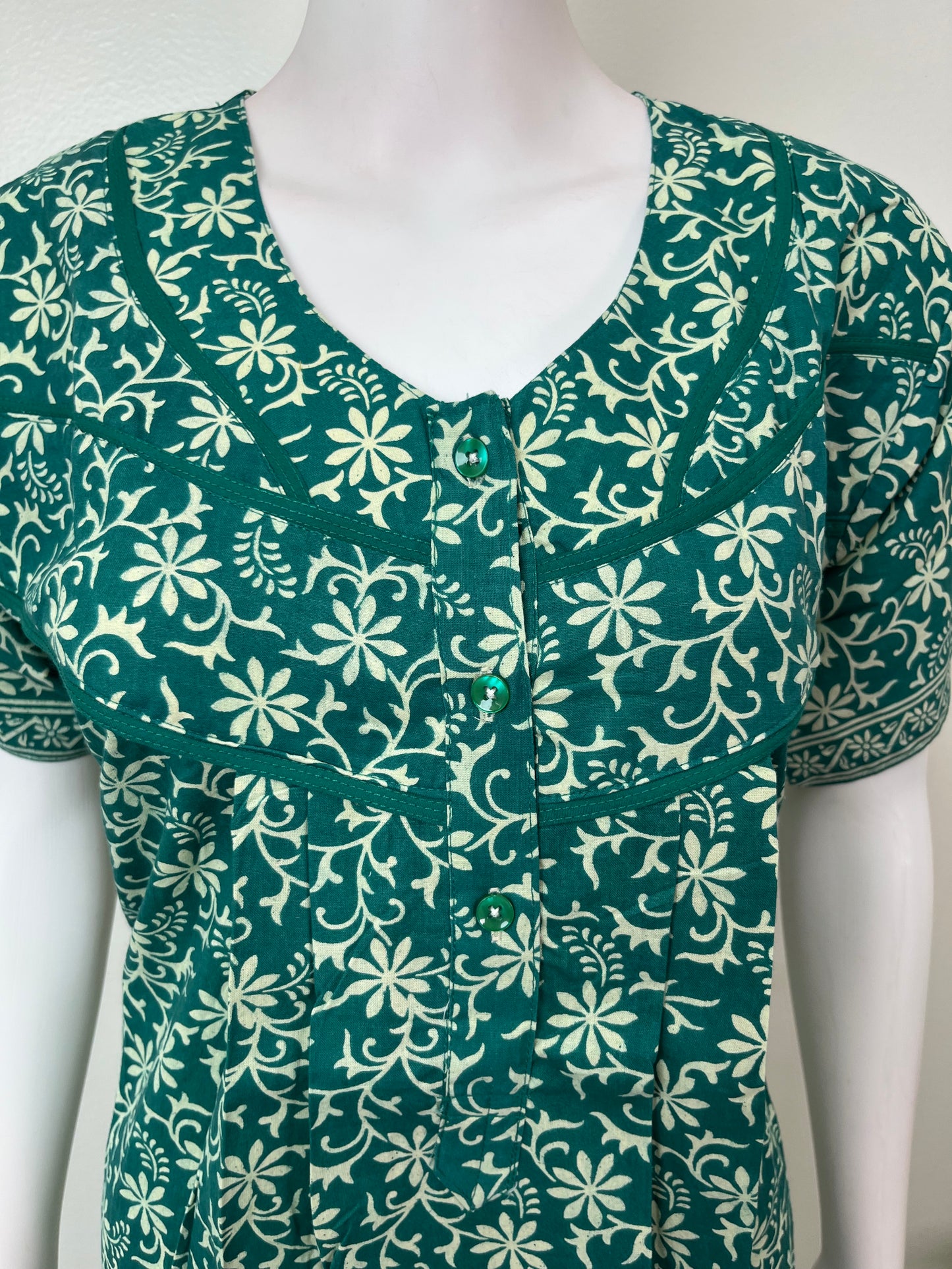Sea Green Pure Cotton Nighty for Women