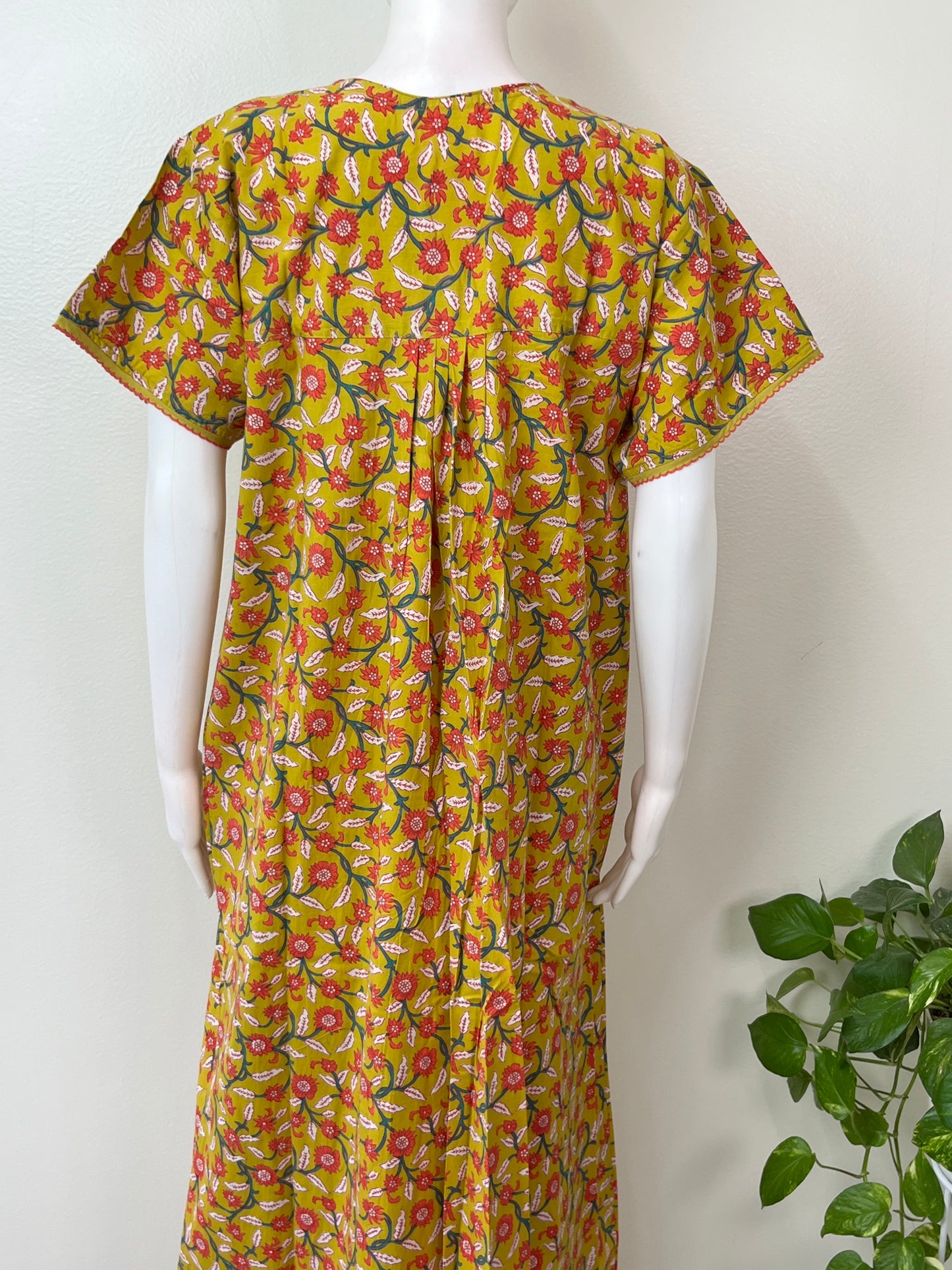 Yellow floral 100% Cotton Nighty for Women