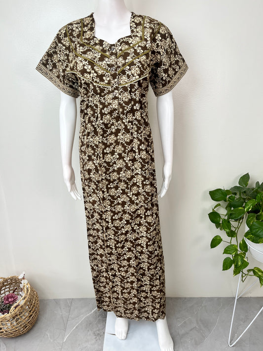 Pleated 100% Cotton Nightgown Soft & Comfortable