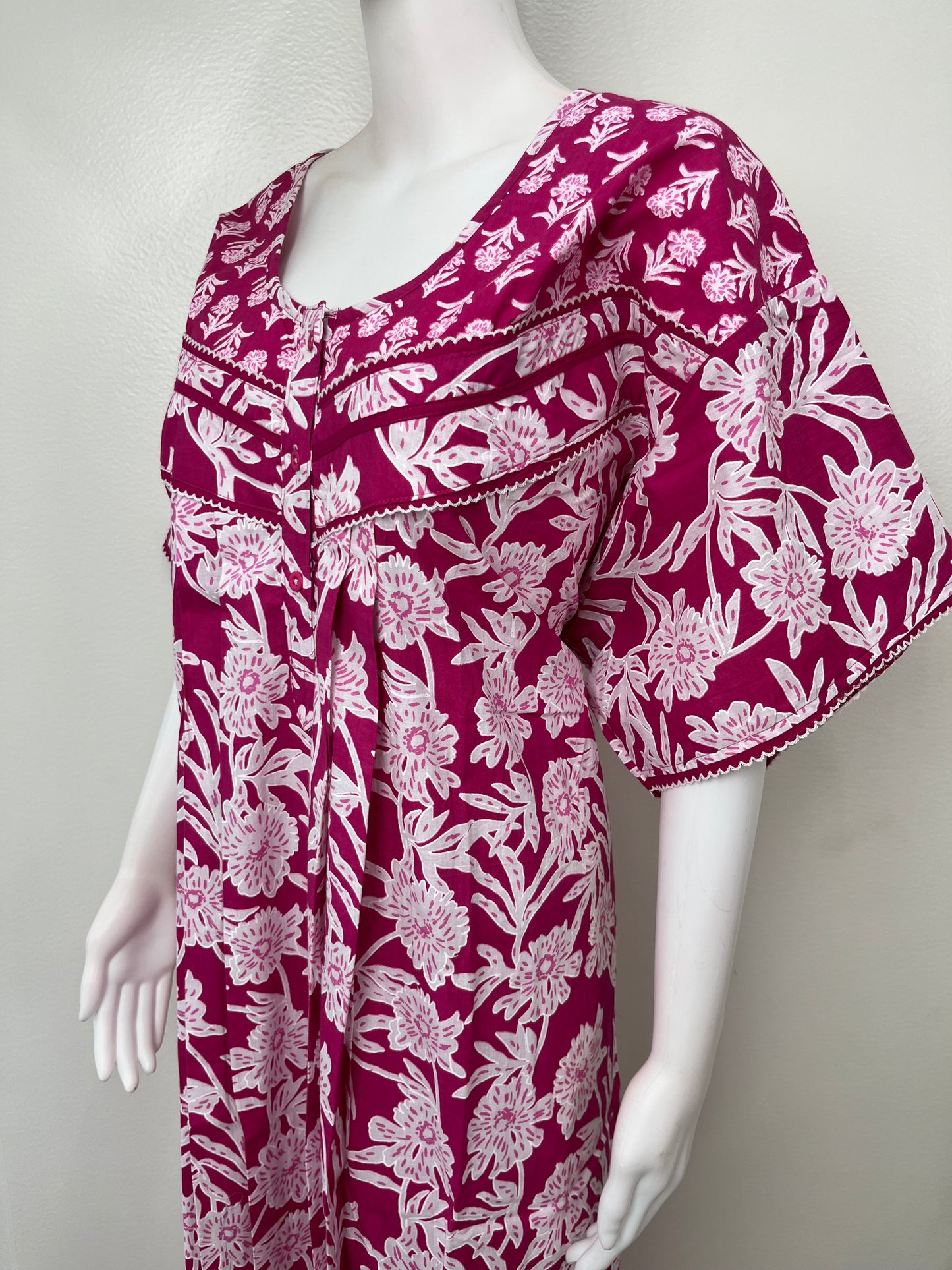 Hot Pink Pure Cotton Nighty Elegant & Comfortable