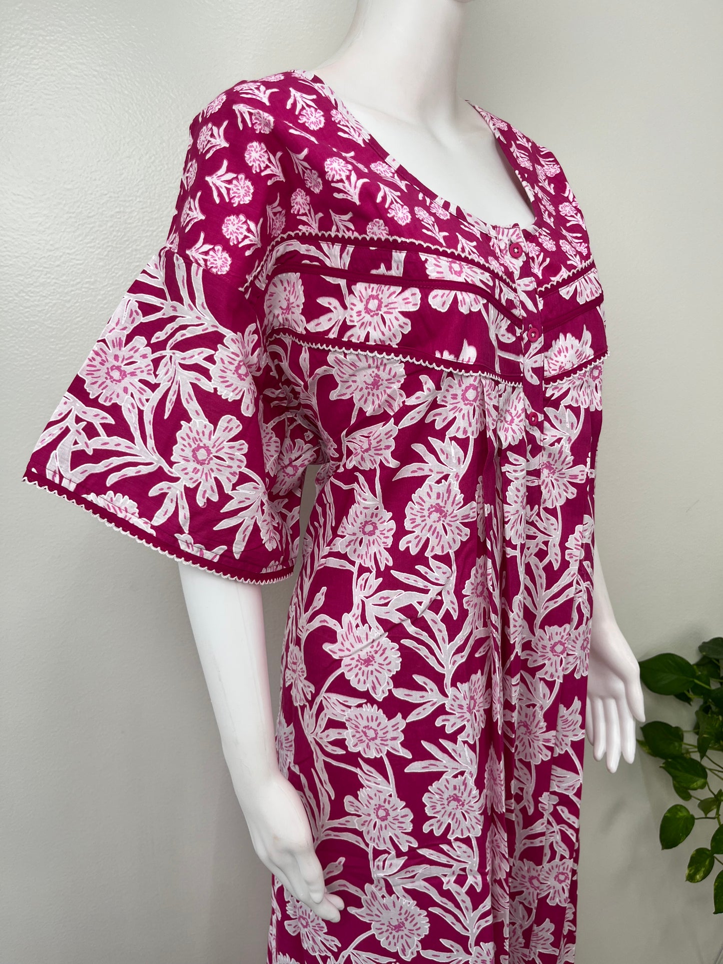 Hot Pink Pure Cotton Nighty Elegant & Comfortable