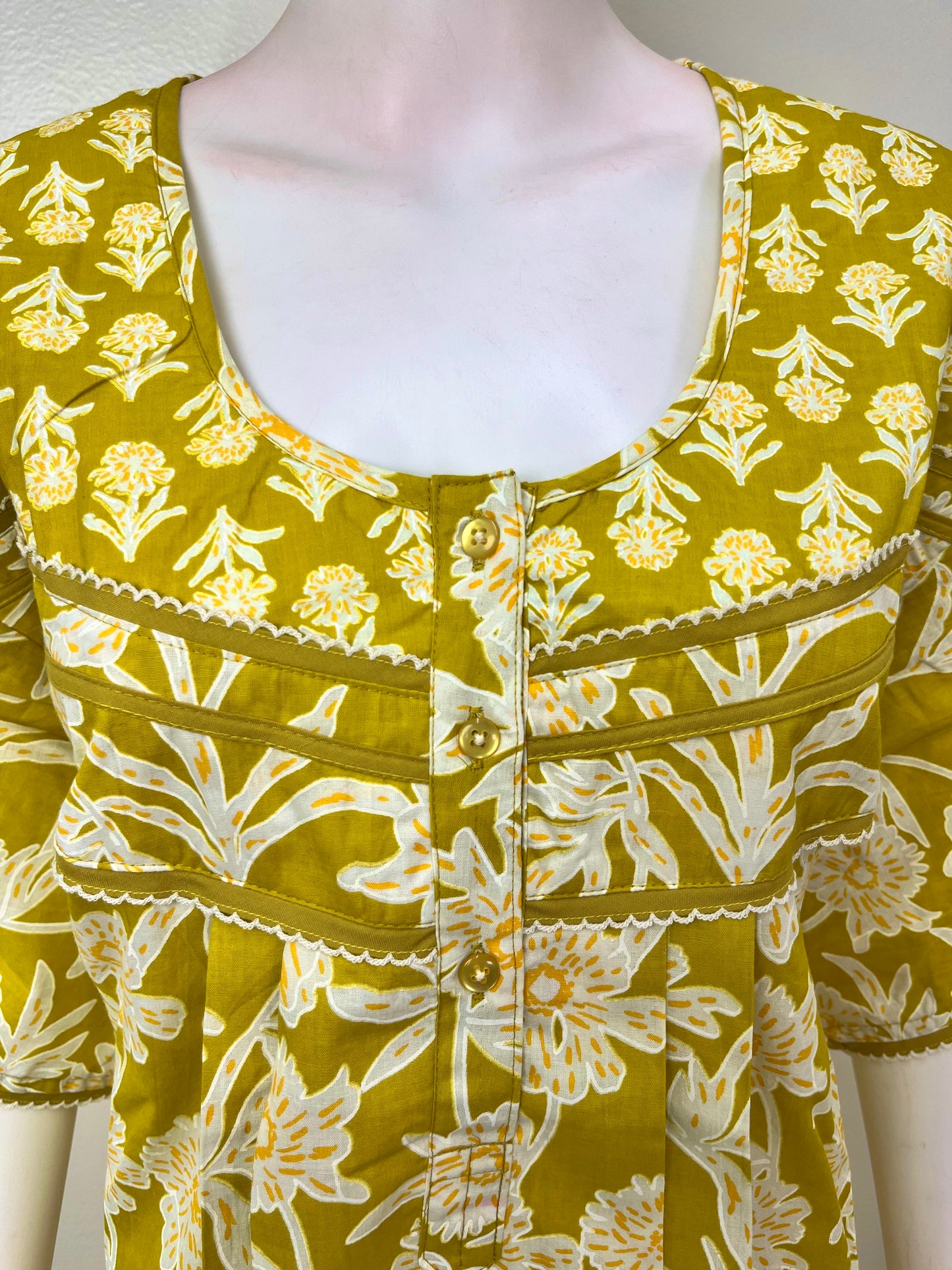 Yellow Pure Cotton Nightgown for Women