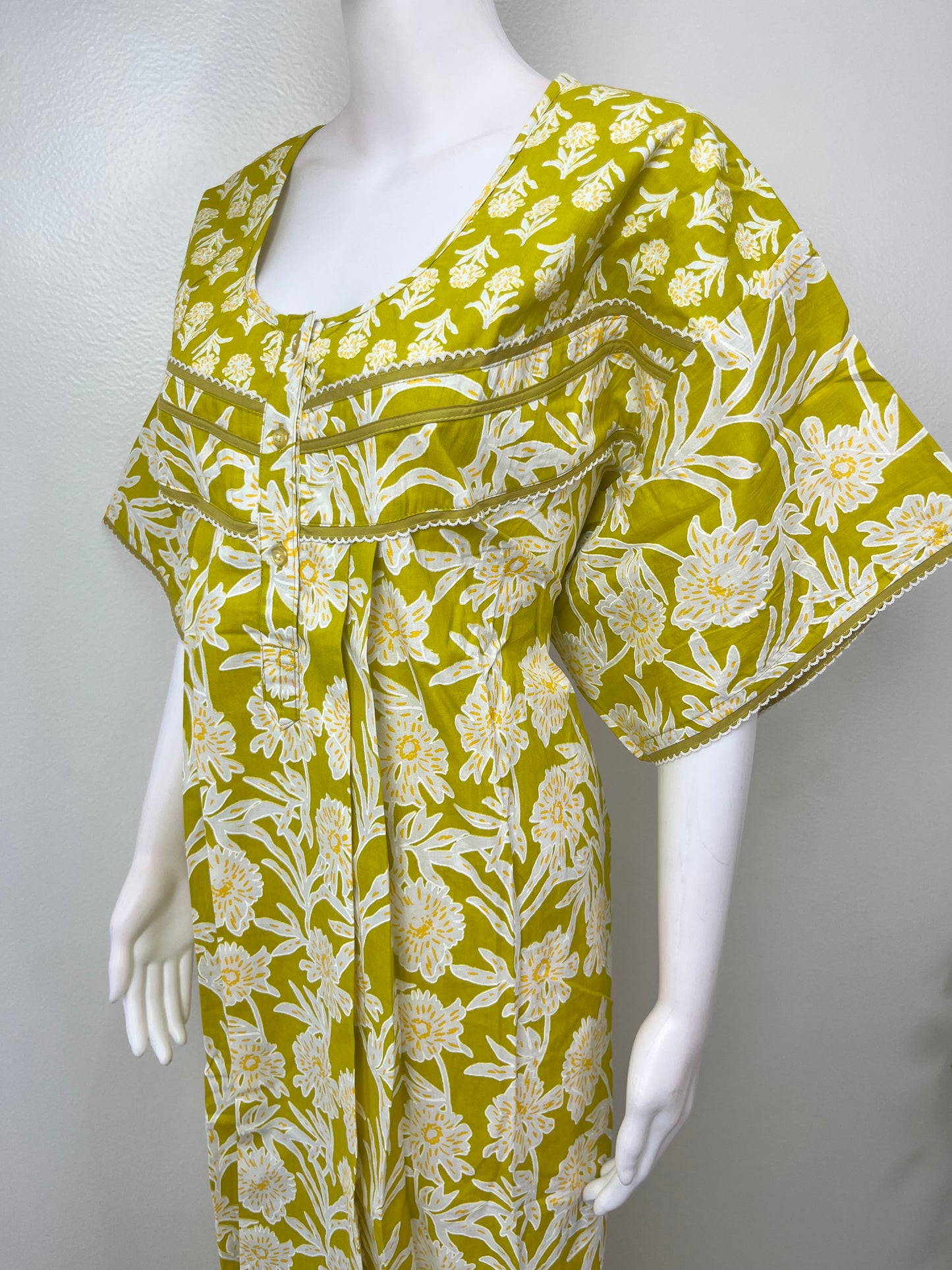 Yellow Pure Cotton Nightgown for Women