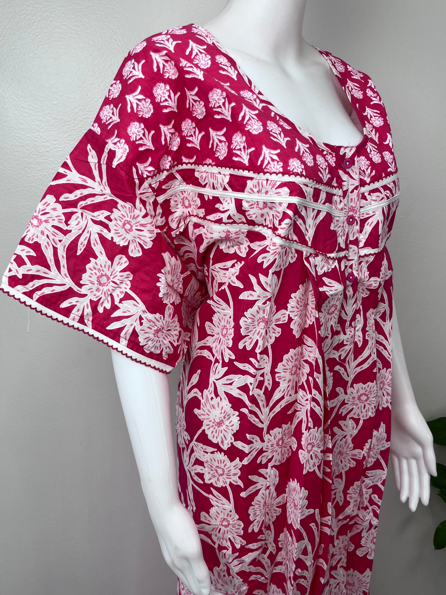 Pink Floral Printed 100% Cotton Nighty