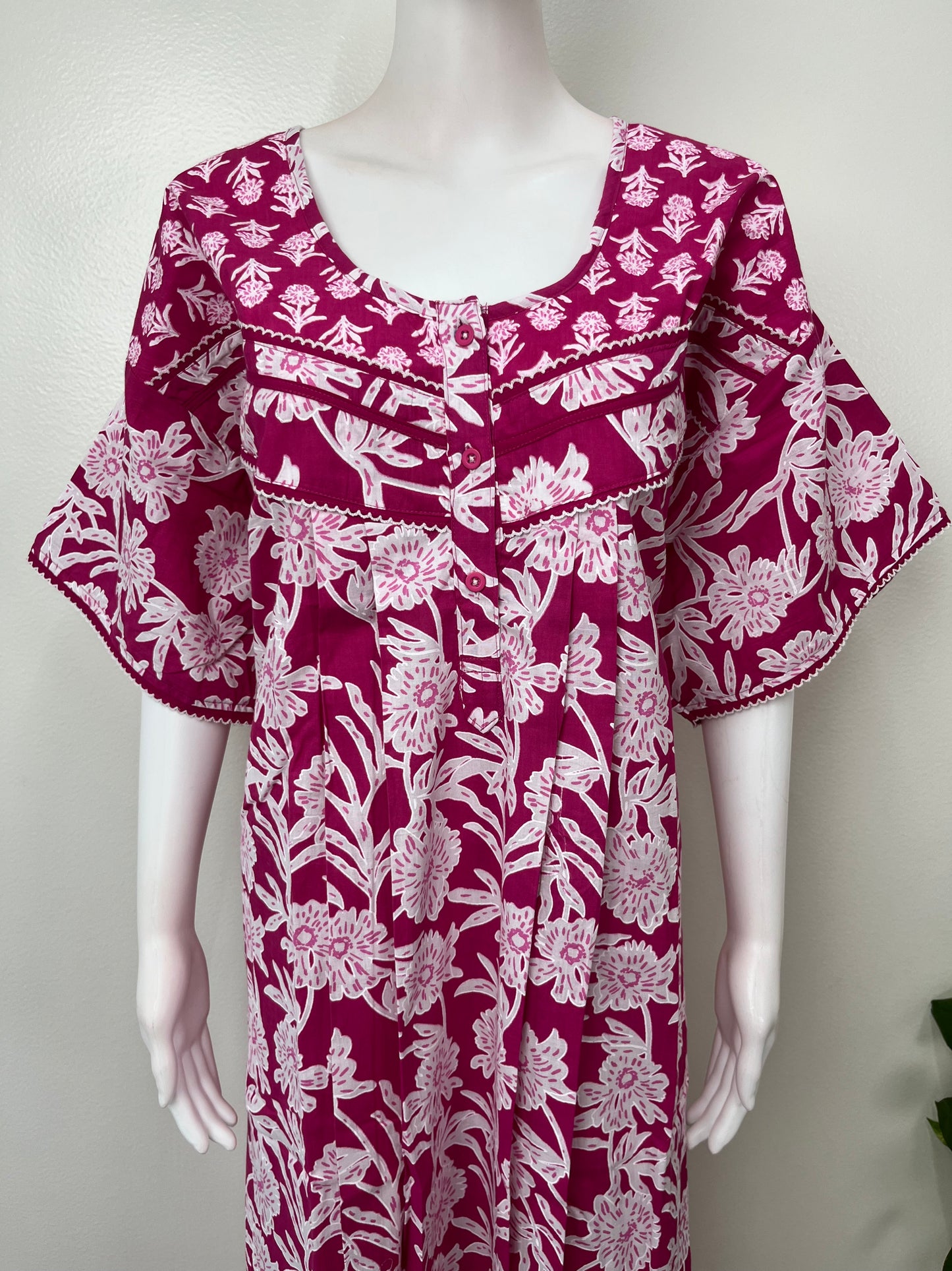 Hot Pink Pure Cotton Nighty Elegant & Comfortable
