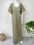 Bottle Green Printed Cotton Nighty Soft & Comfortable