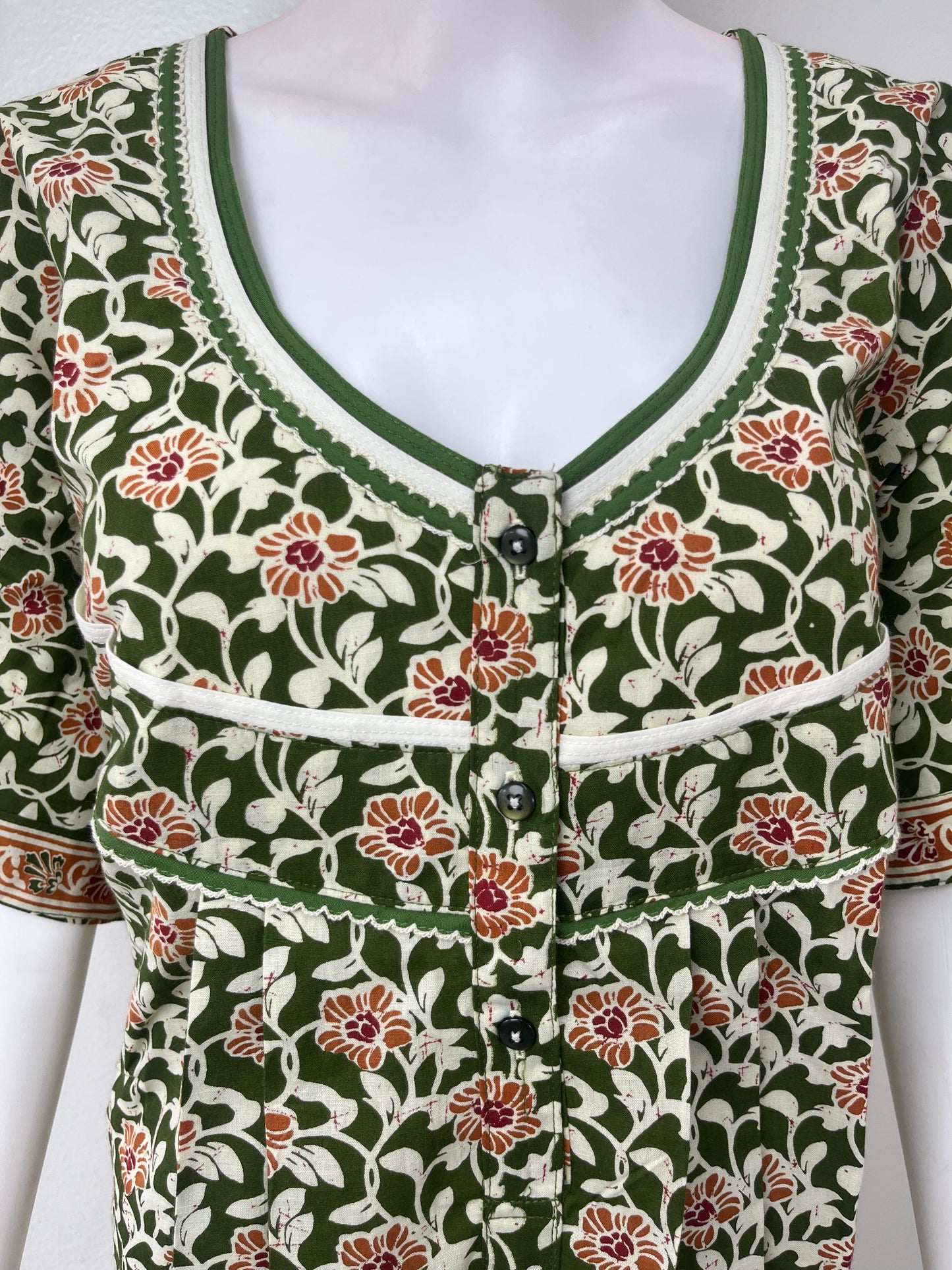 Bottle Green Printed Cotton Nighty Soft & Comfortable