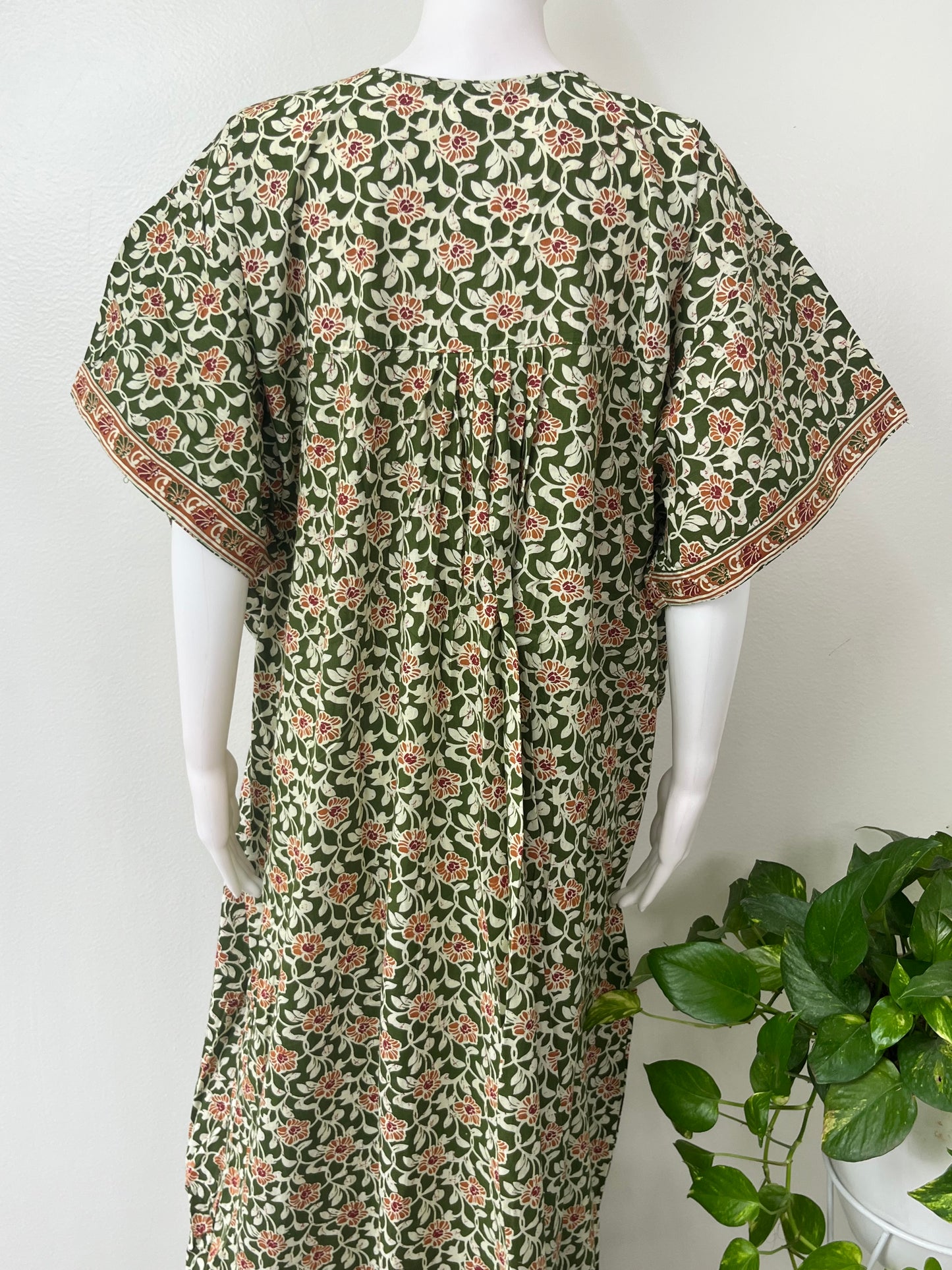 Bottle Green Printed Cotton Nighty Soft & Comfortable