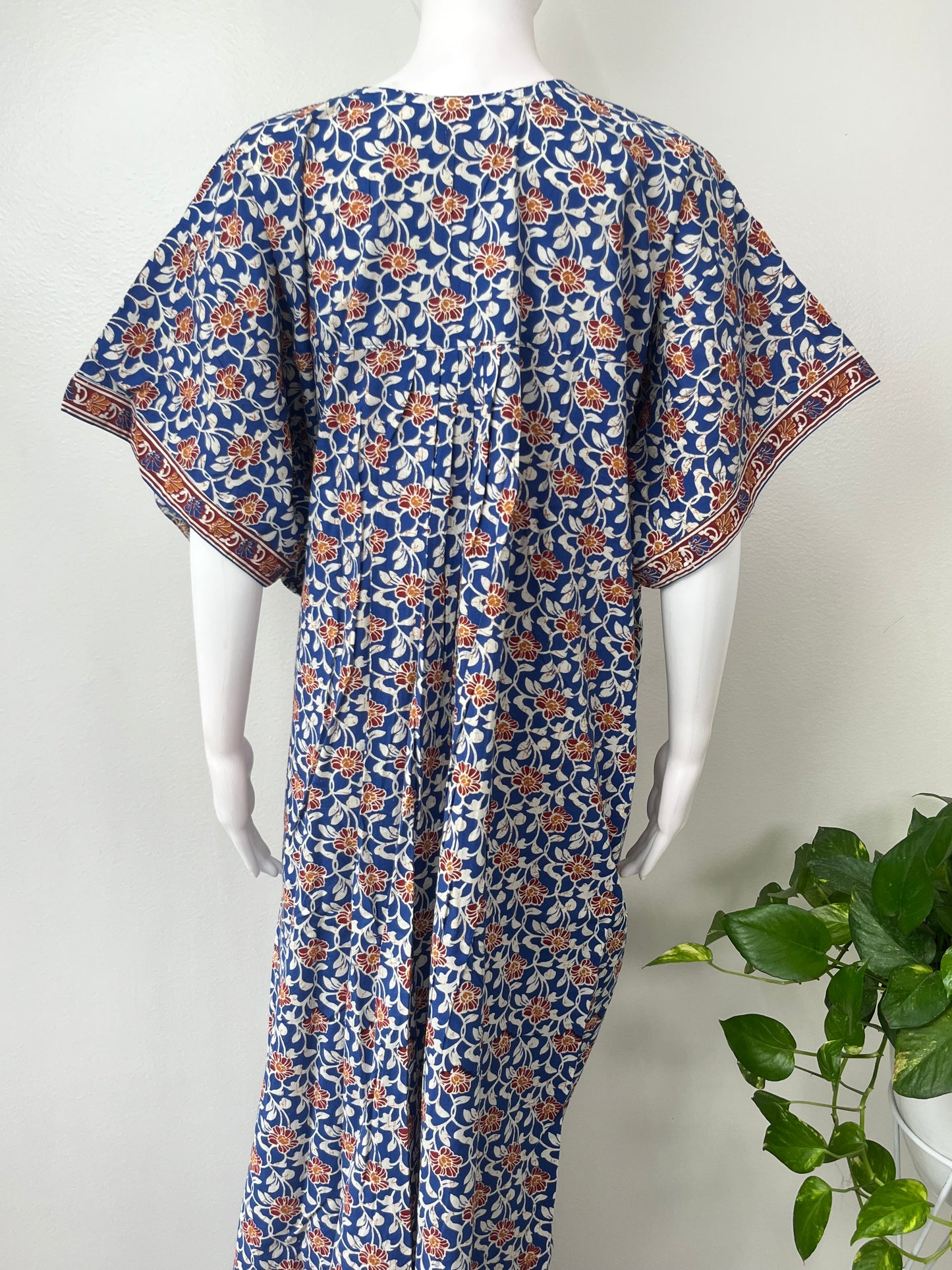 Navy Blue Floral Printed Cotton Nighty