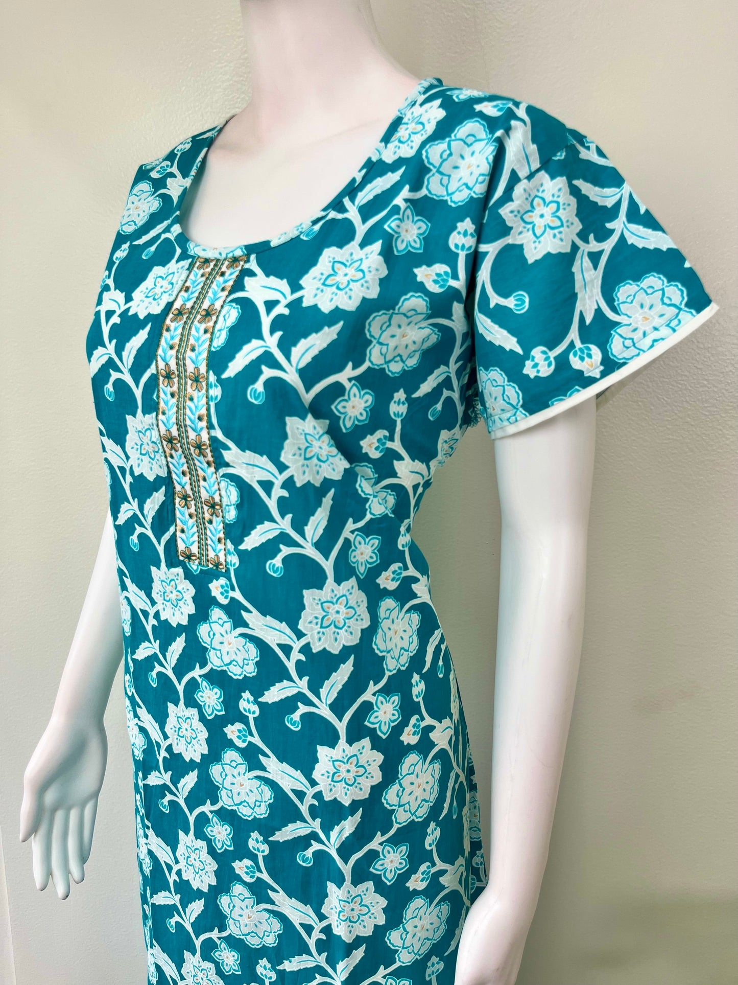 Sky Blue Pure Cotton Nighty for Women