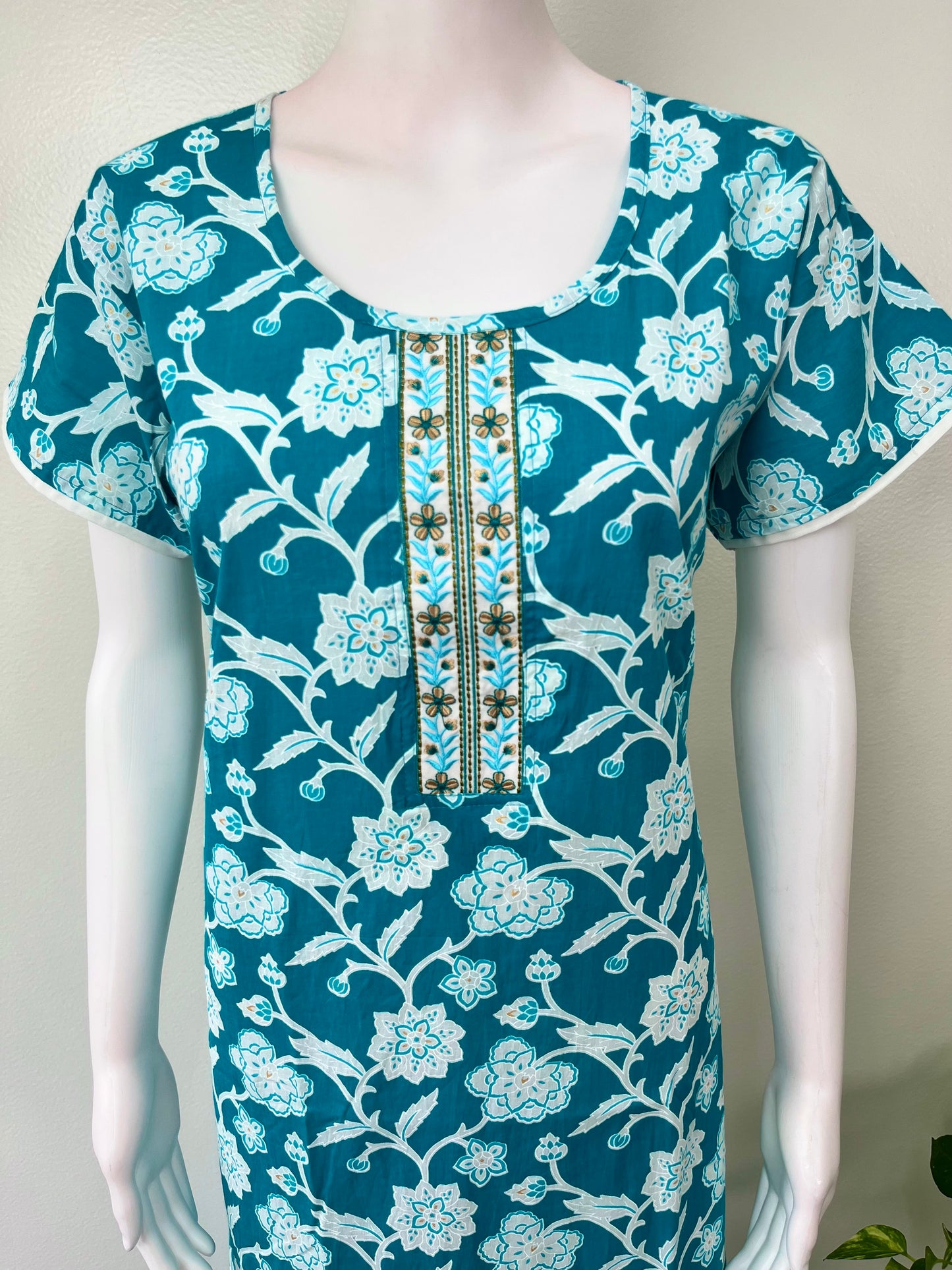 Sky Blue Pure Cotton Nighty for Women