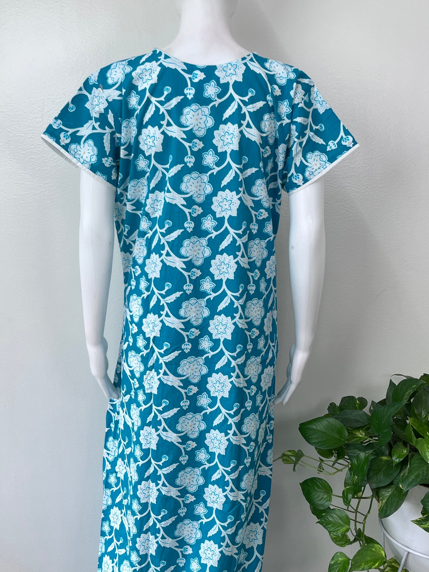 Sky Blue Pure Cotton Nighty for Women