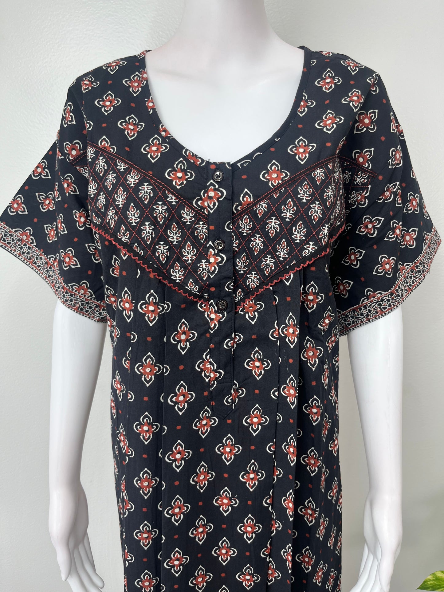 Black Pure Cotton Nightgown for Women