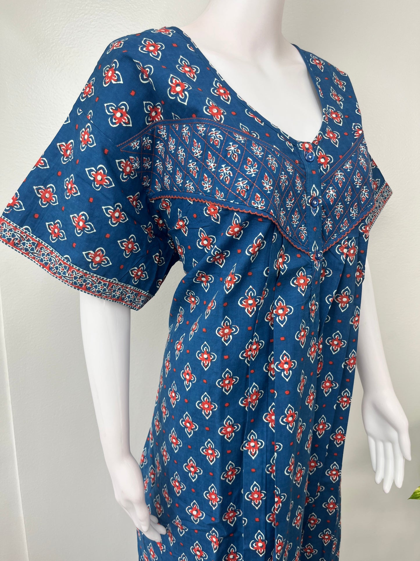 Royal Blue 100% Cotton Women's Nightgown