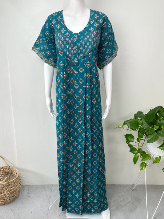 Teal 100% Cotton Nightgown Soft & Comfortable