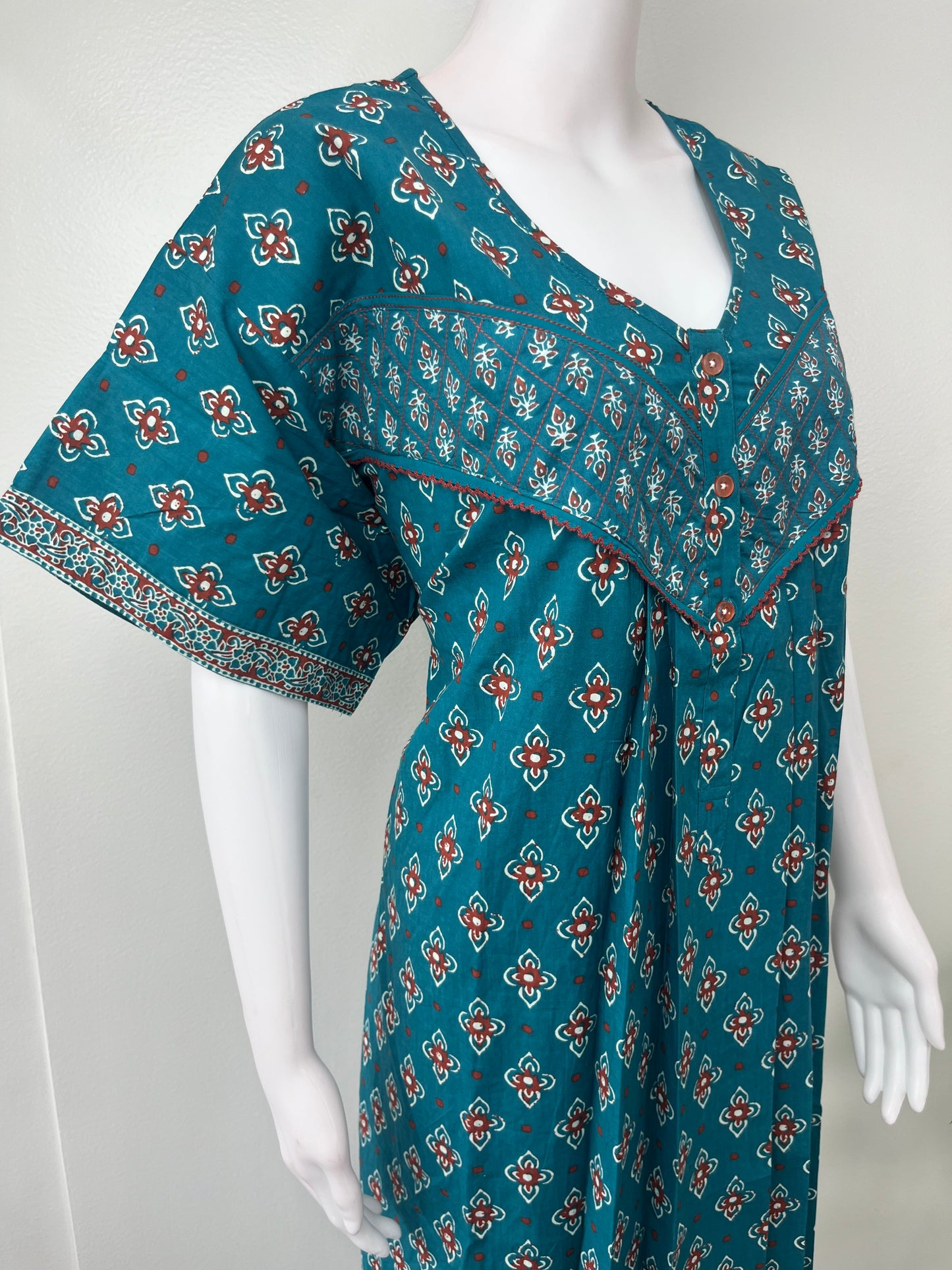 Teal 100% Cotton Nightgown Soft & Comfortable