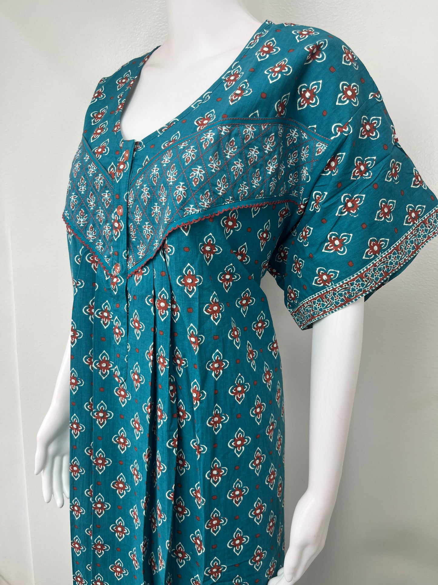 Teal 100% Cotton Nightgown Soft & Comfortable