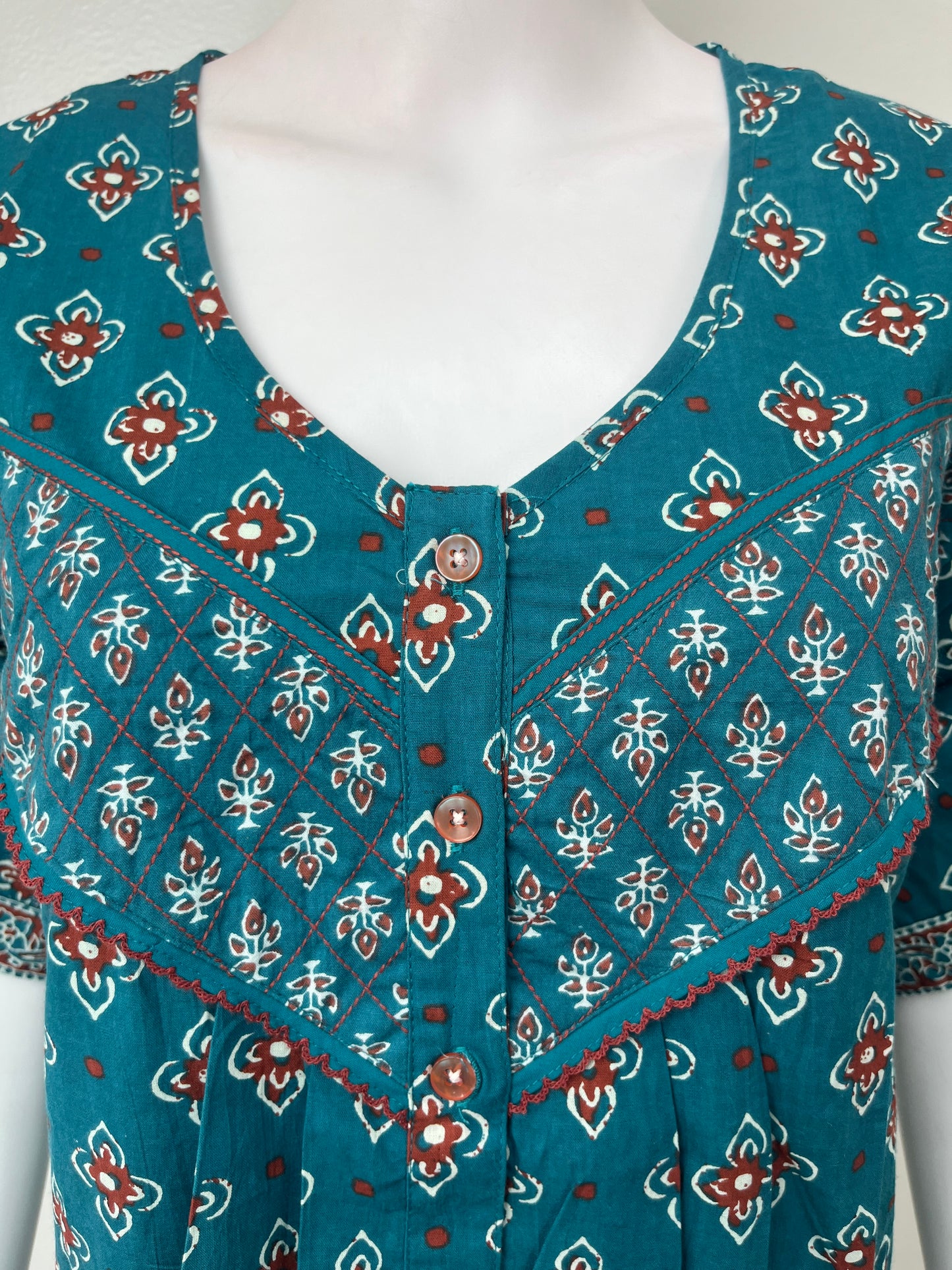 Teal 100% Cotton Nightgown Soft & Comfortable