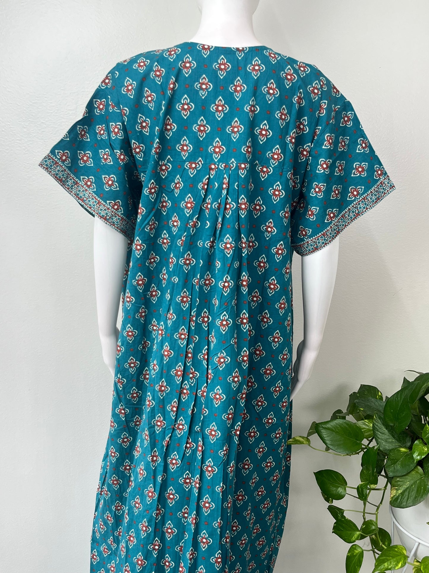 Teal 100% Cotton Nightgown Soft & Comfortable