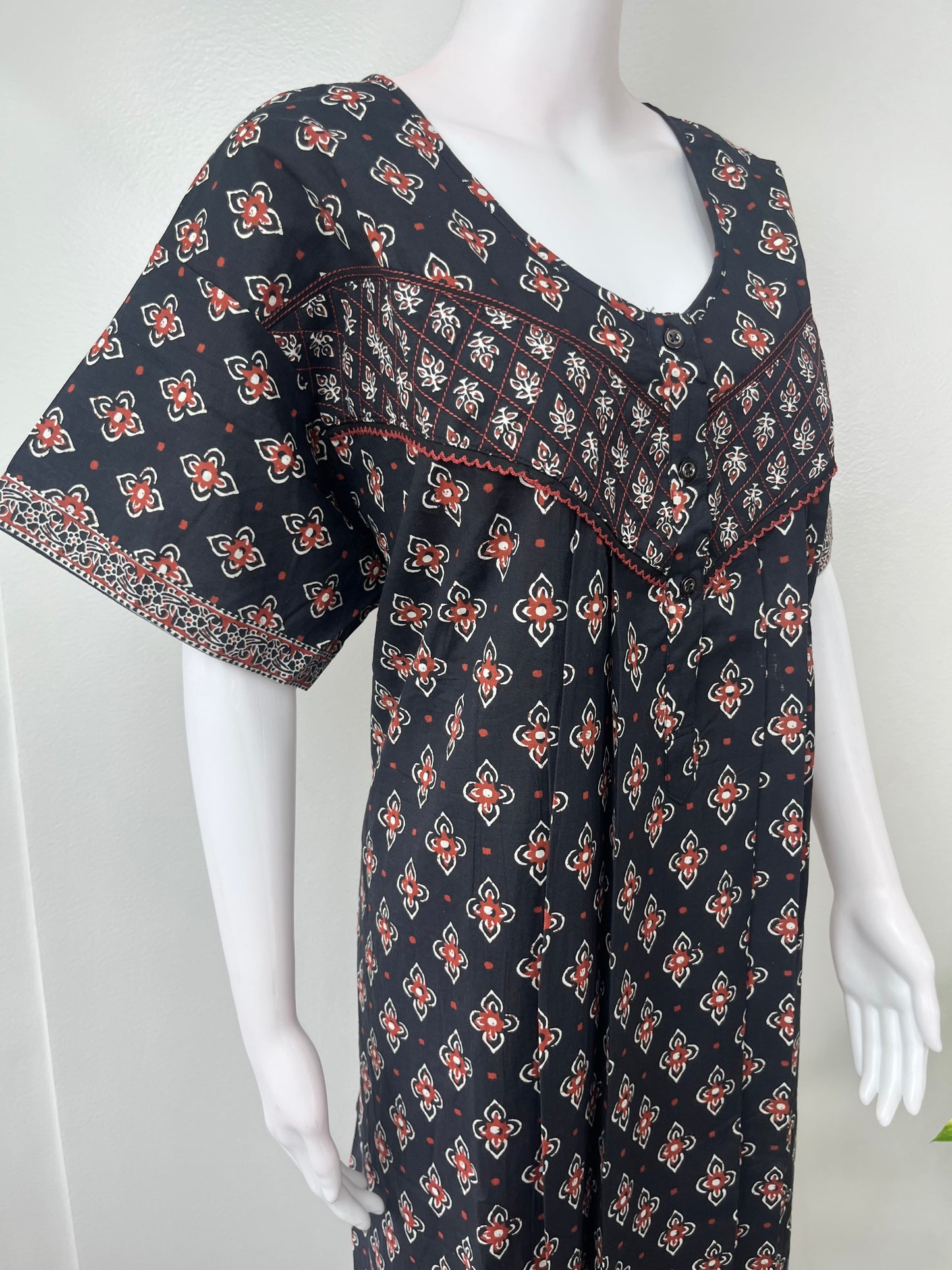 Black Pure Cotton Nightgown for Women