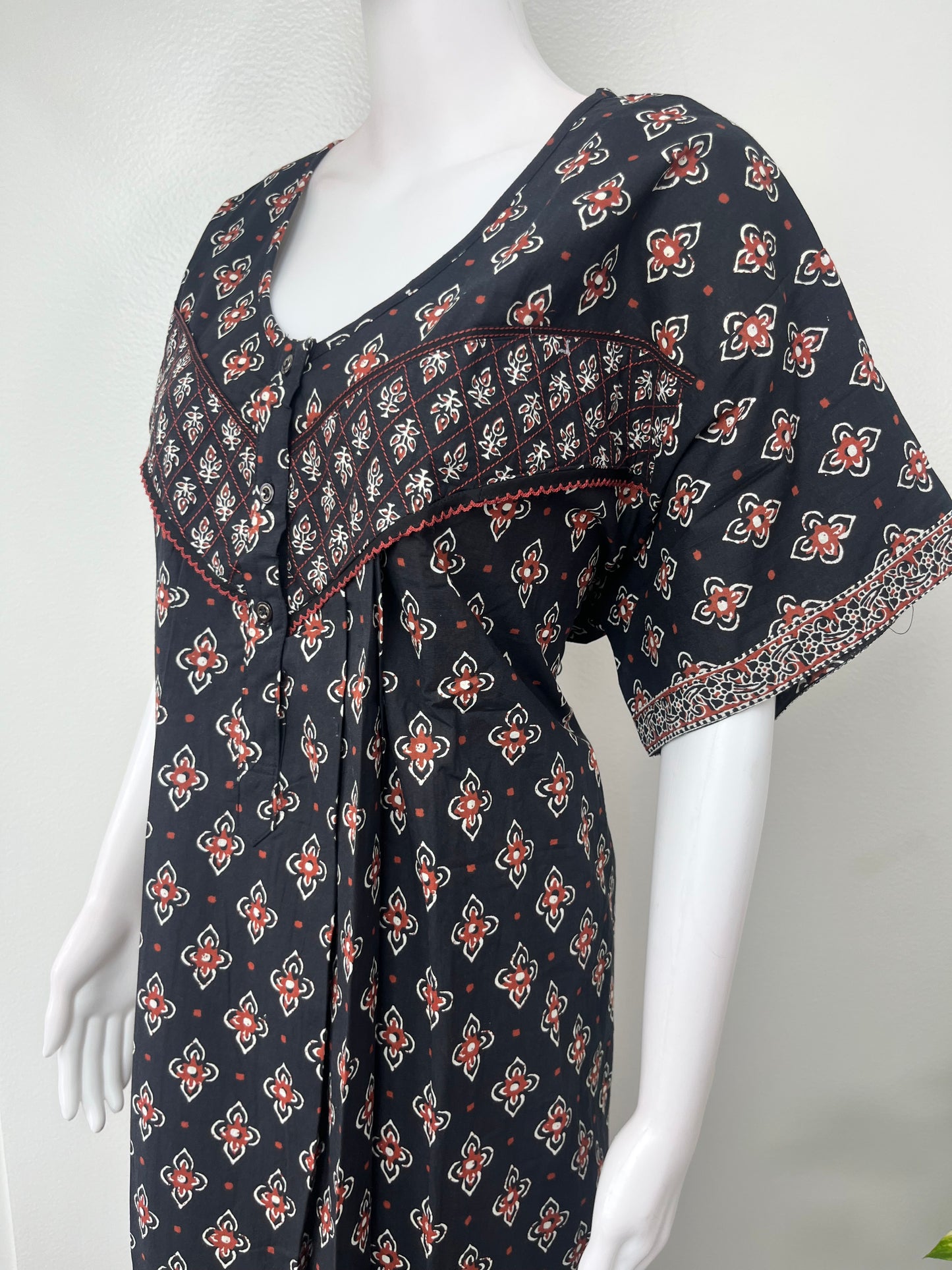 Black Pure Cotton Nightgown for Women
