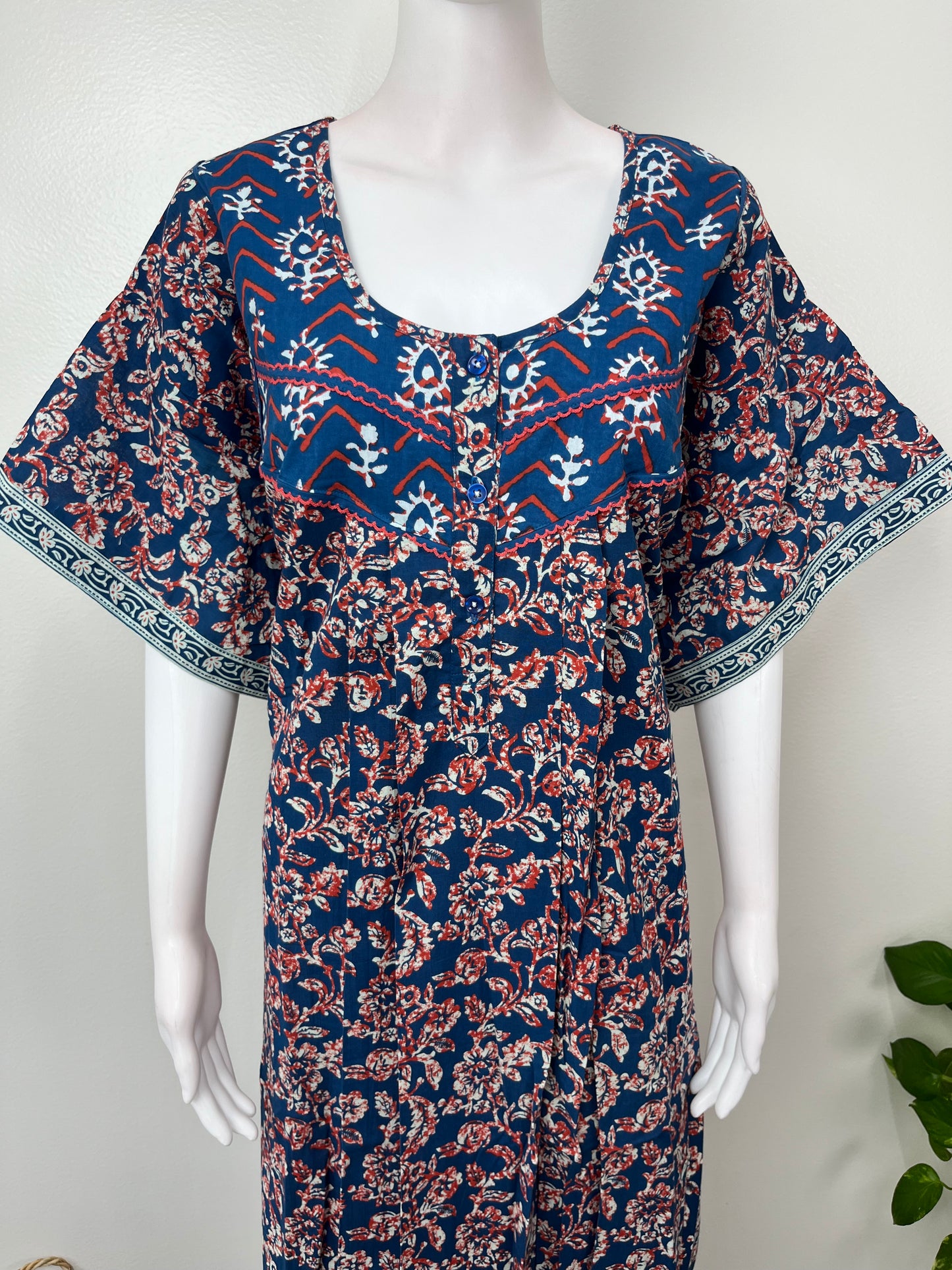 Navy Blue Pure Cotton Nighty Elegant & Comfortable
