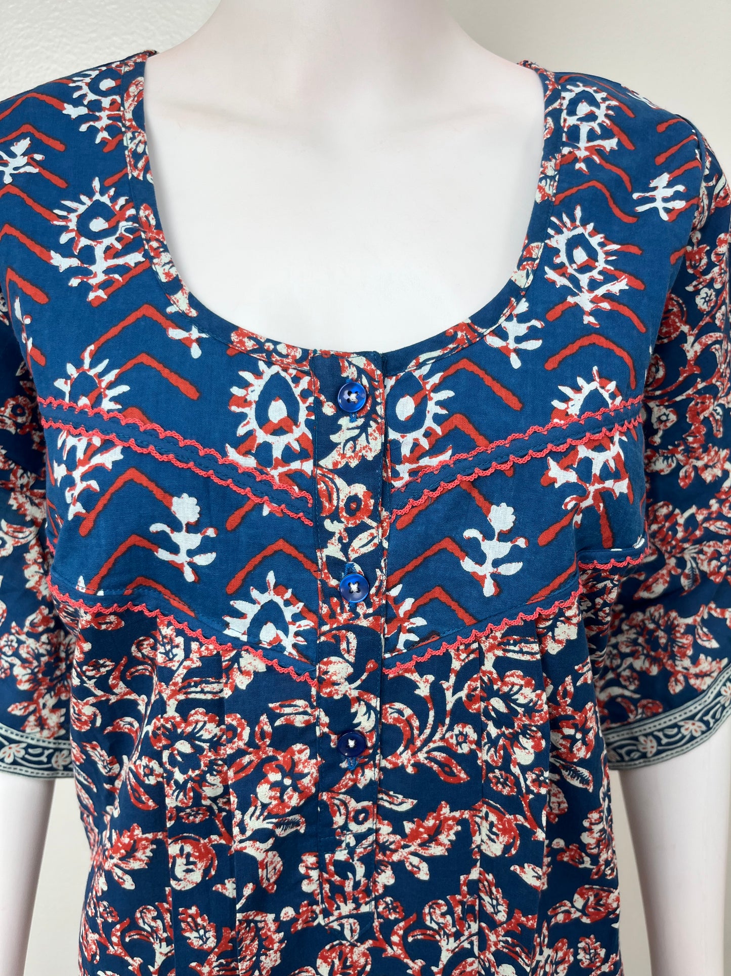 Navy Blue Pure Cotton Nighty Elegant & Comfortable