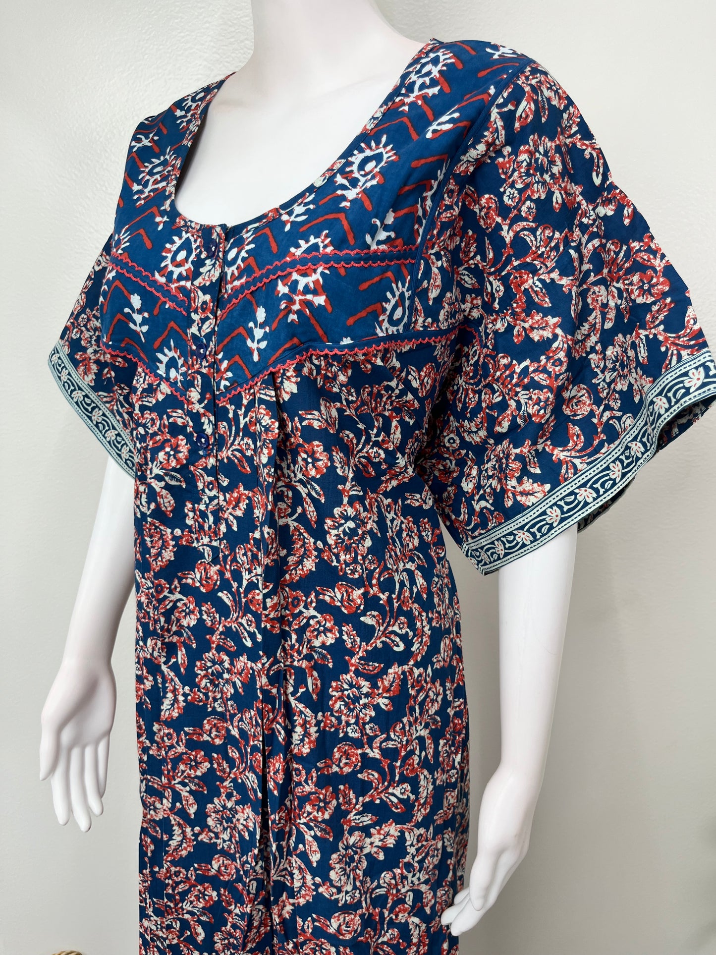 Navy Blue Pure Cotton Nighty Elegant & Comfortable