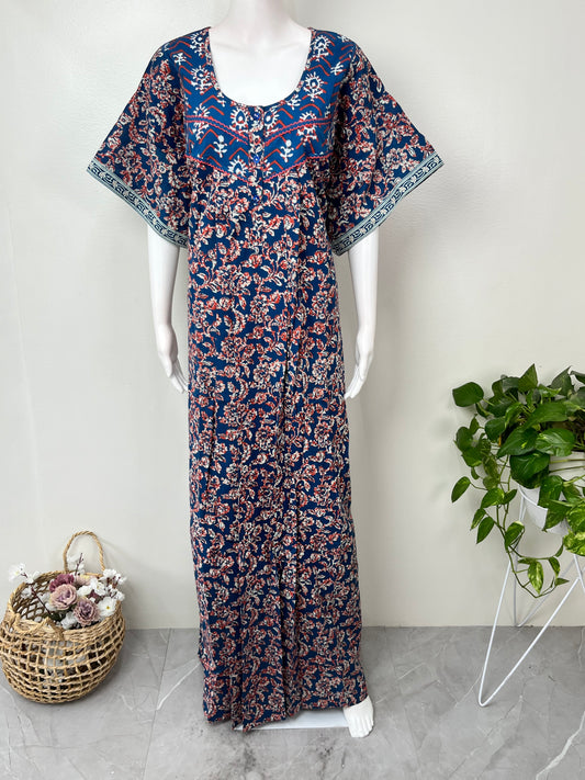 Navy Blue Pure Cotton Nighty Elegant & Comfortable