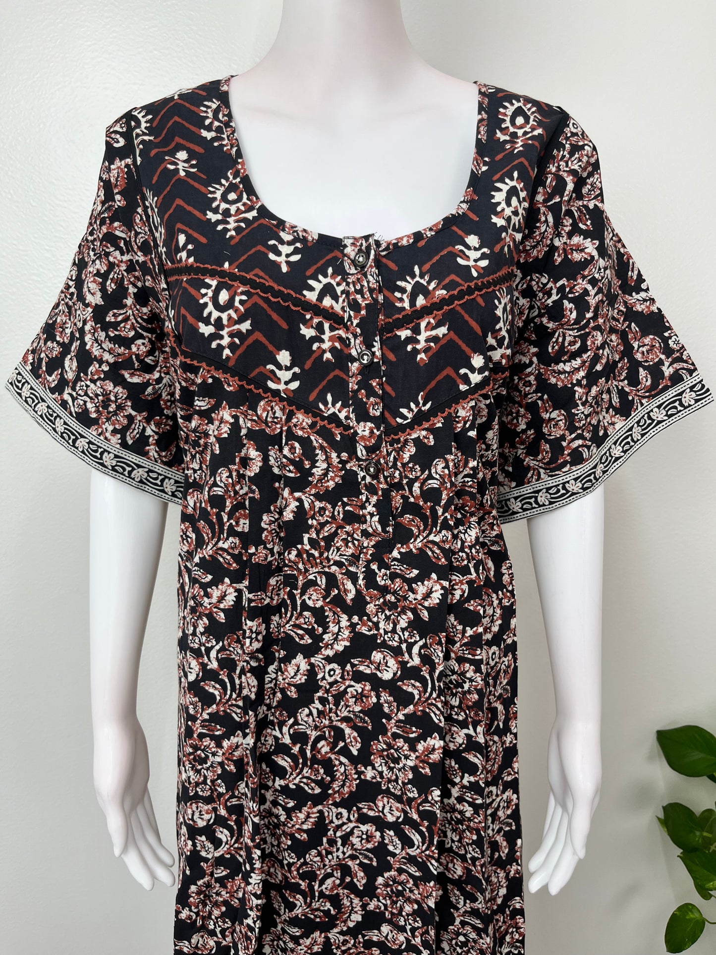 Black Pure Cotton Nightgown Soft & Comfortable
