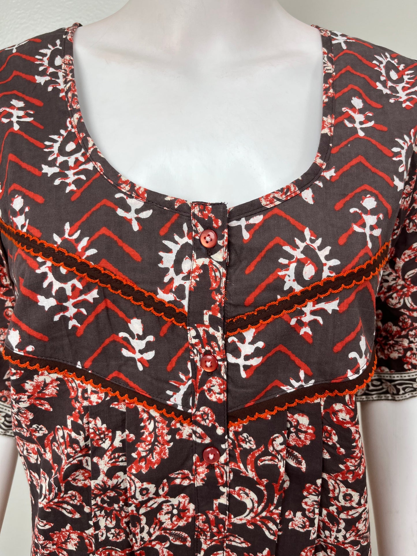 Pure Cotton Nighty with Contrast Print