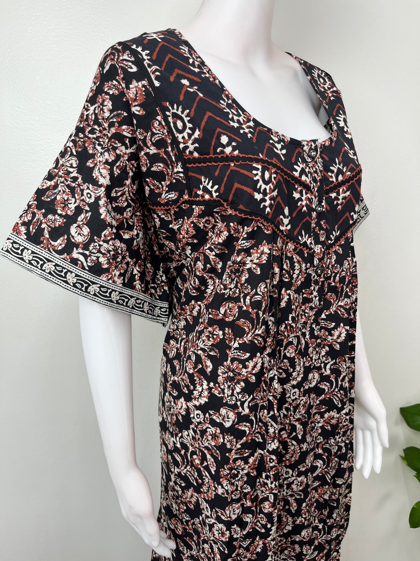 Black Pure Cotton Nightgown Soft & Comfortable