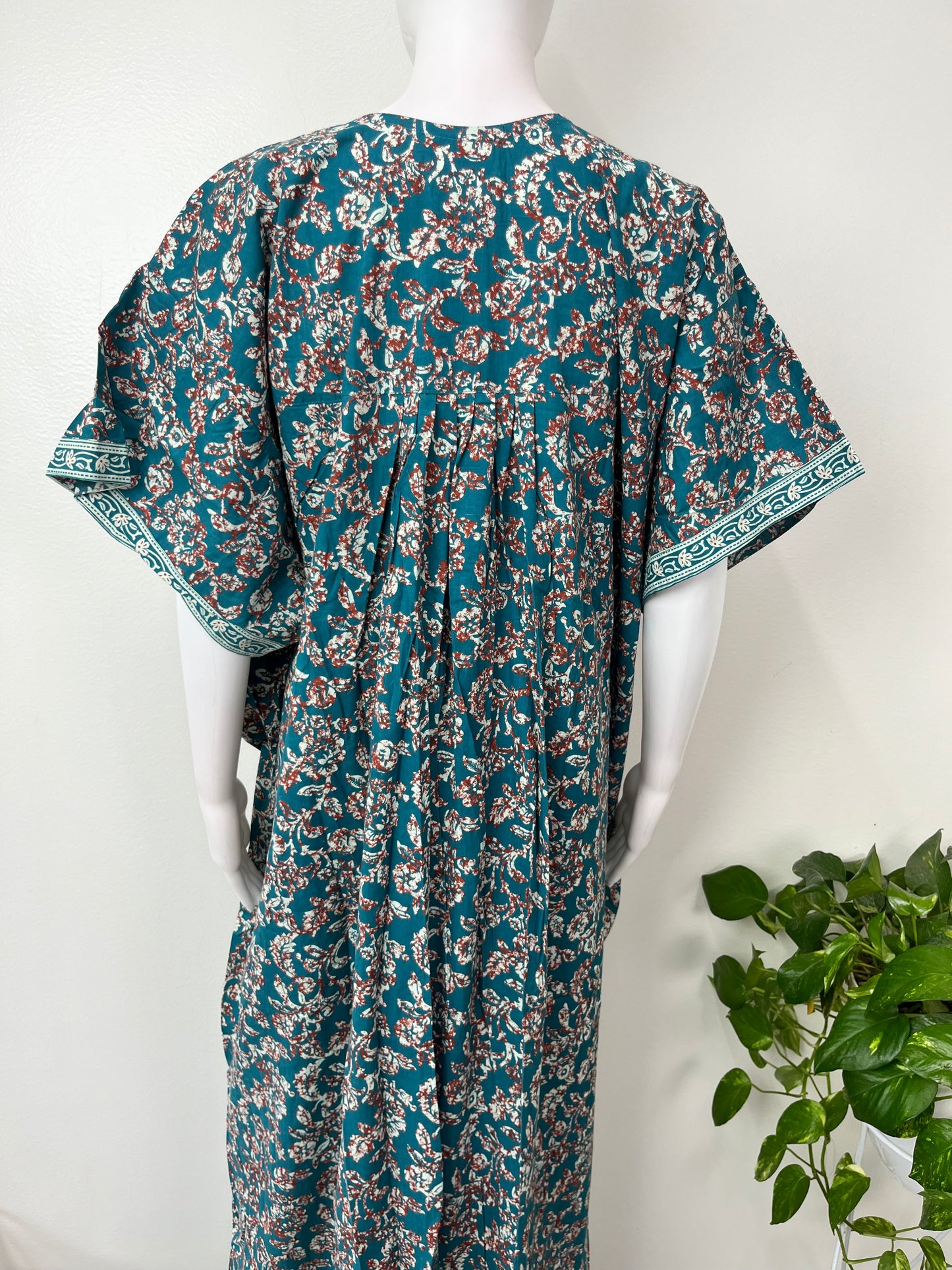 Teal Pleated Style 100% Cotton Nighty
