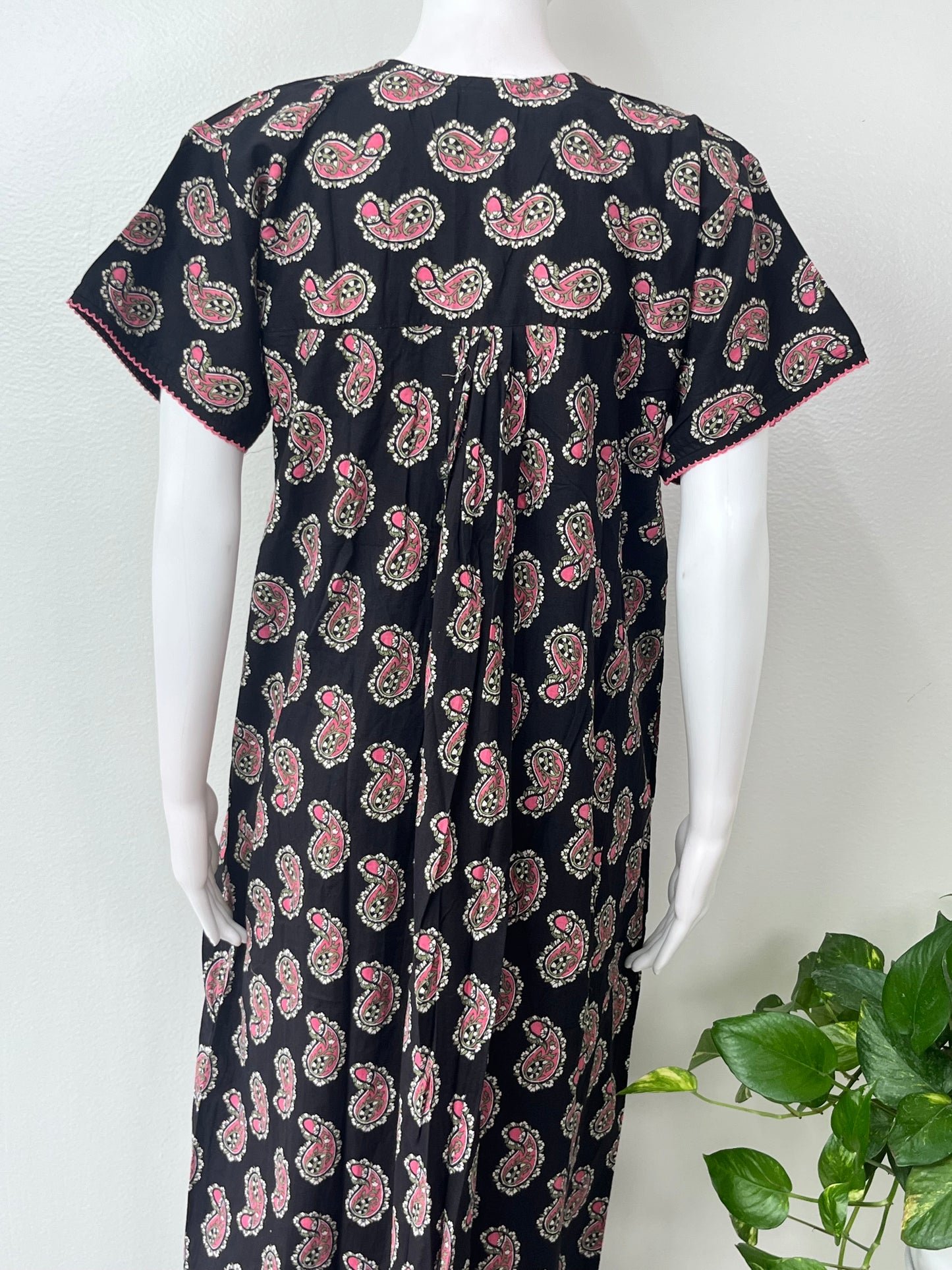 Black Pure Cotton Nightgown Soft & Comfortable