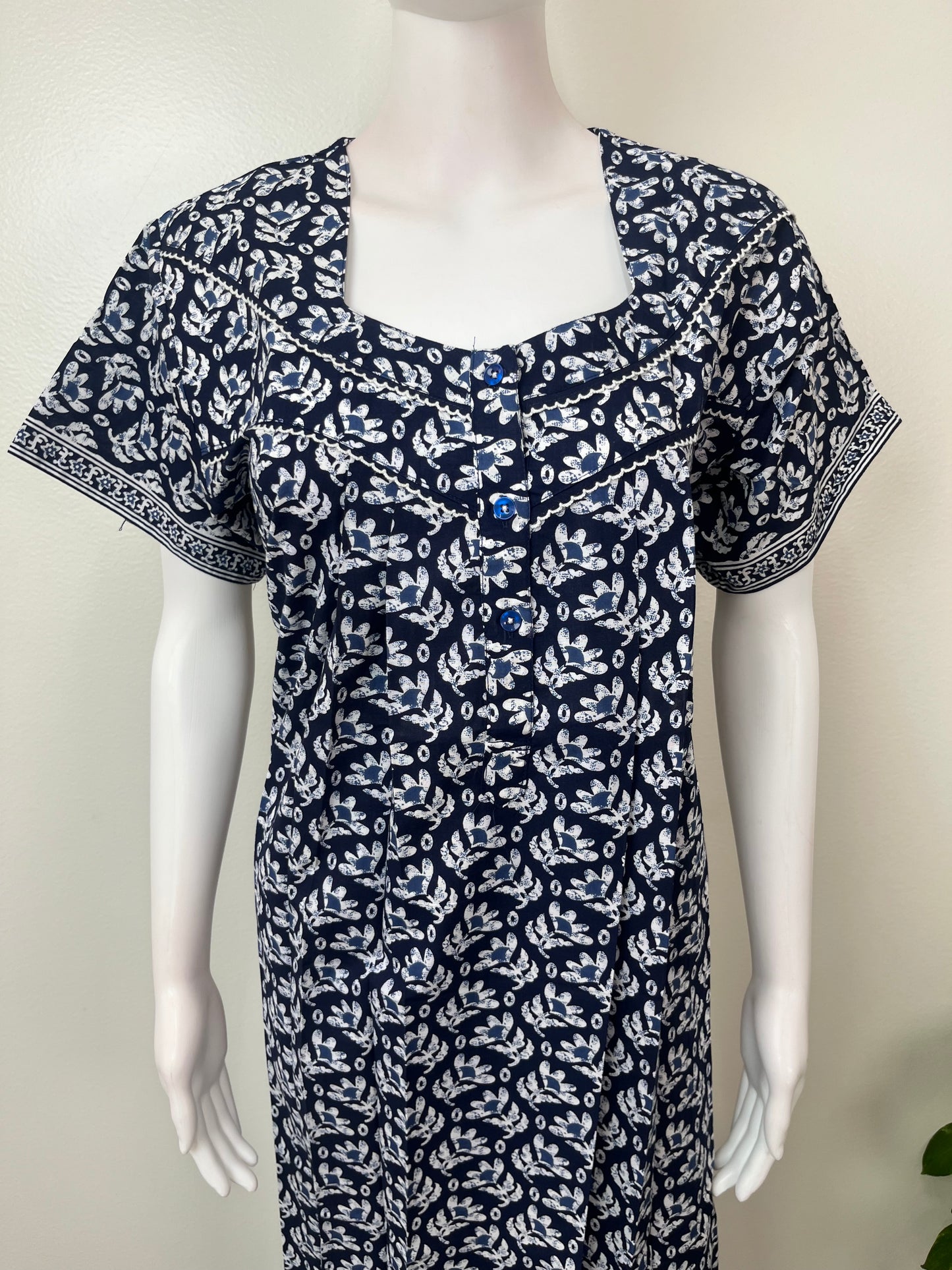 Navy Blue Pure Cotton Nighty Soft & Breathable