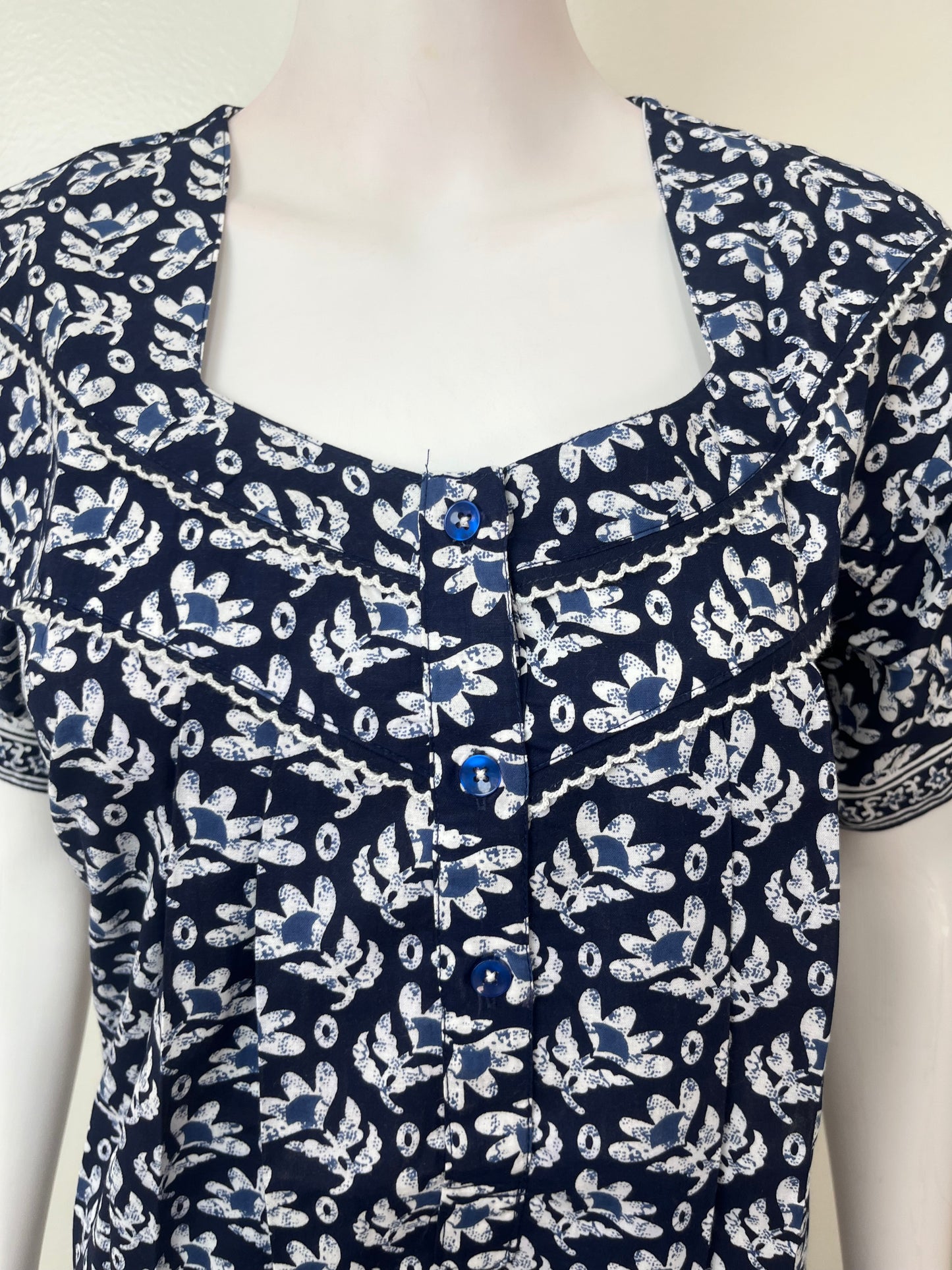 Navy Blue Pure Cotton Nighty Soft & Breathable