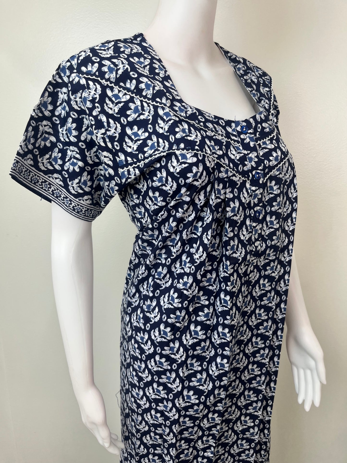 Navy Blue Pure Cotton Nighty Soft & Breathable