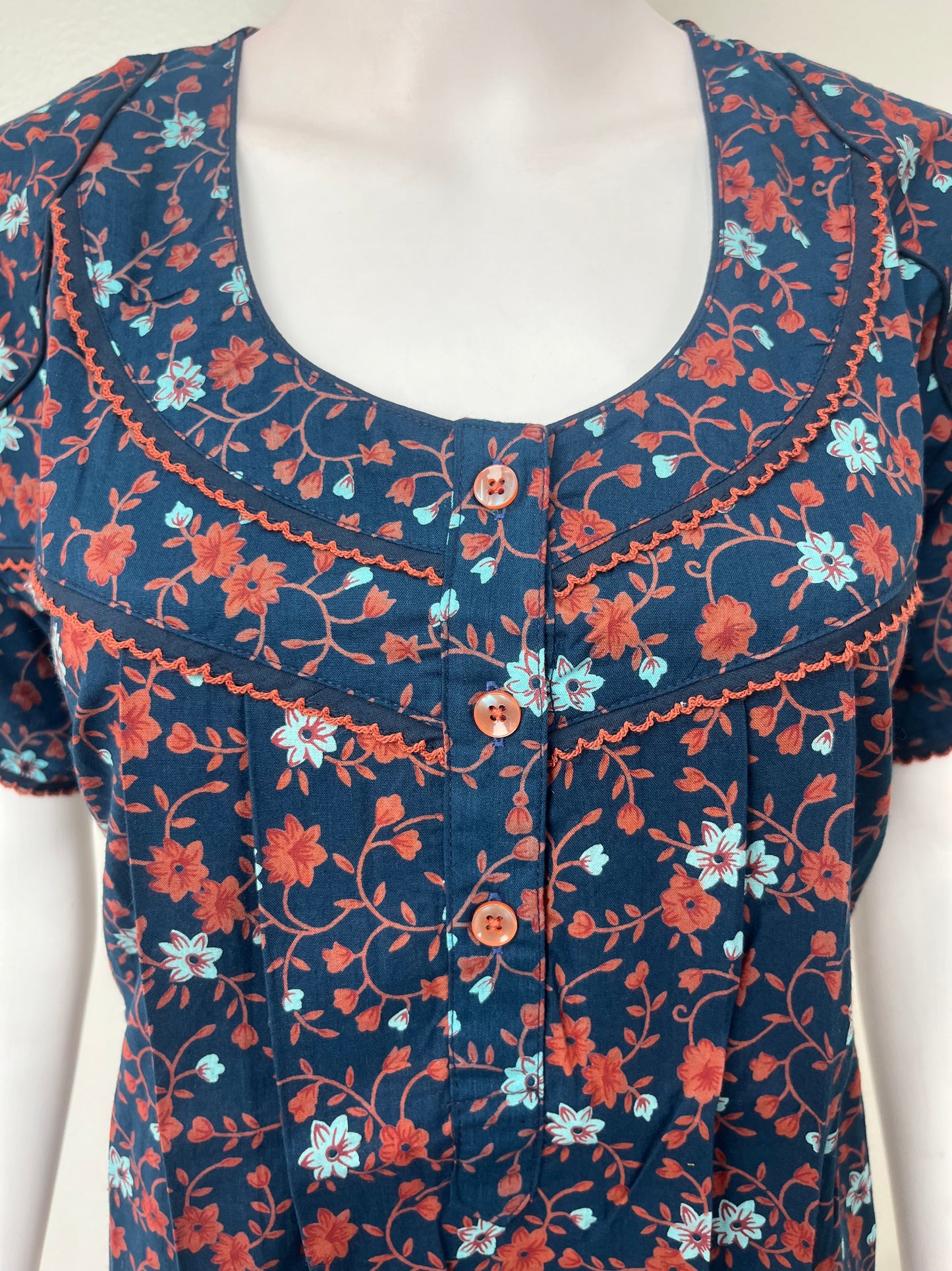 Navy Blue Pure Cotton Nighty Elegant & Comfortable