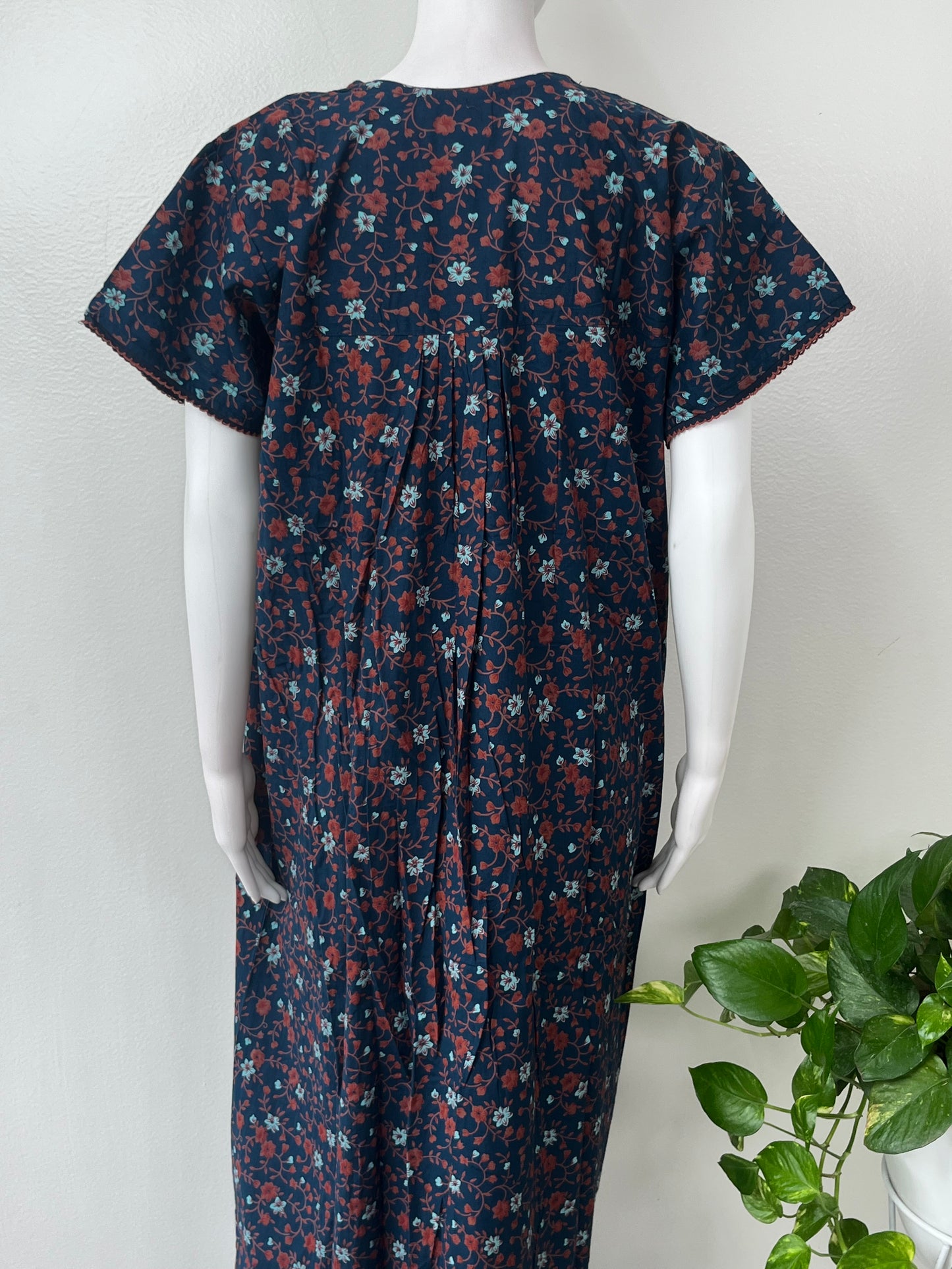Navy Blue Pure Cotton Nighty Elegant & Comfortable