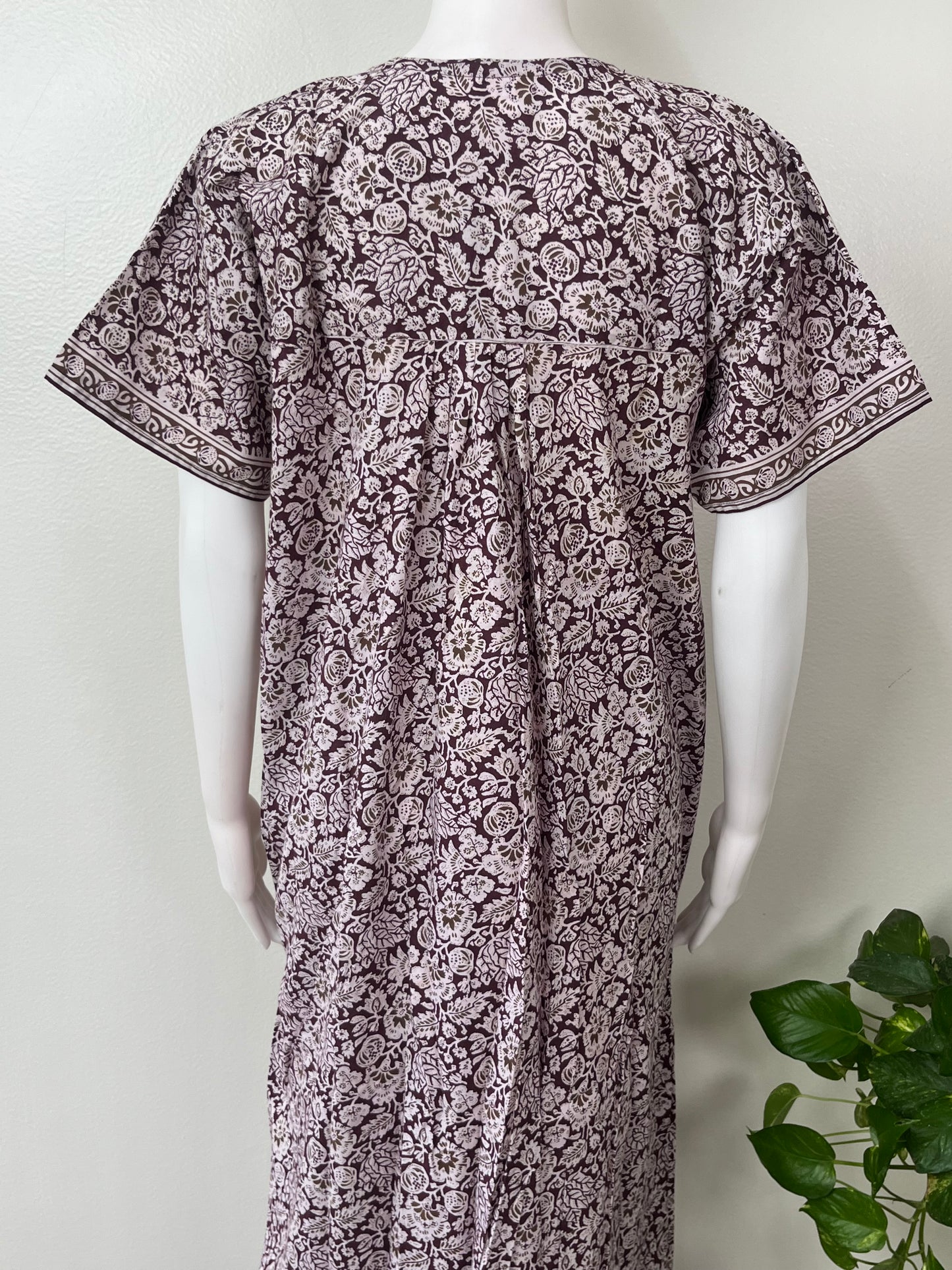 Wine Pleated Style Nightgown for Women