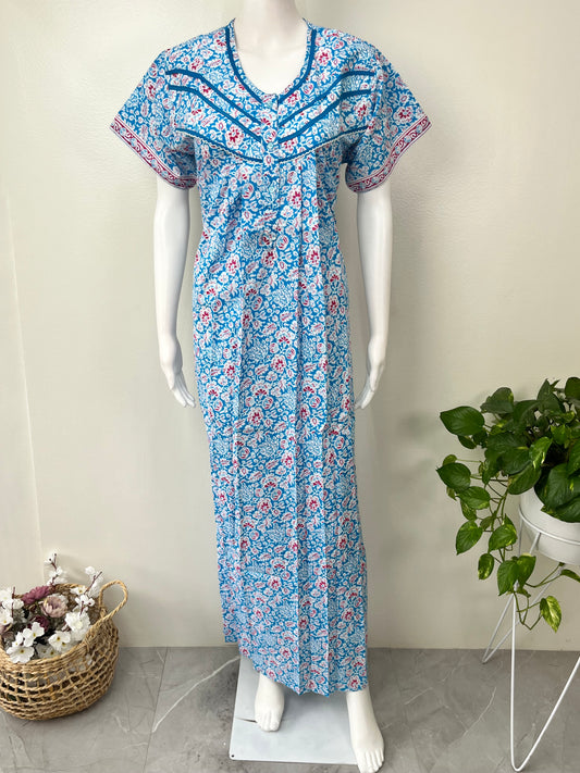 Sky Blue Pure Cotton Nighty Soft & Breathable
