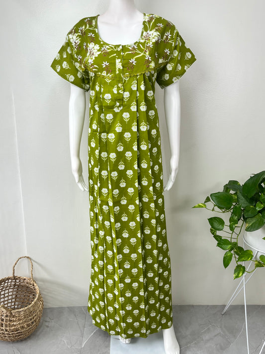 Sage Green Pure Cotton Nighty Soft & Comfortable