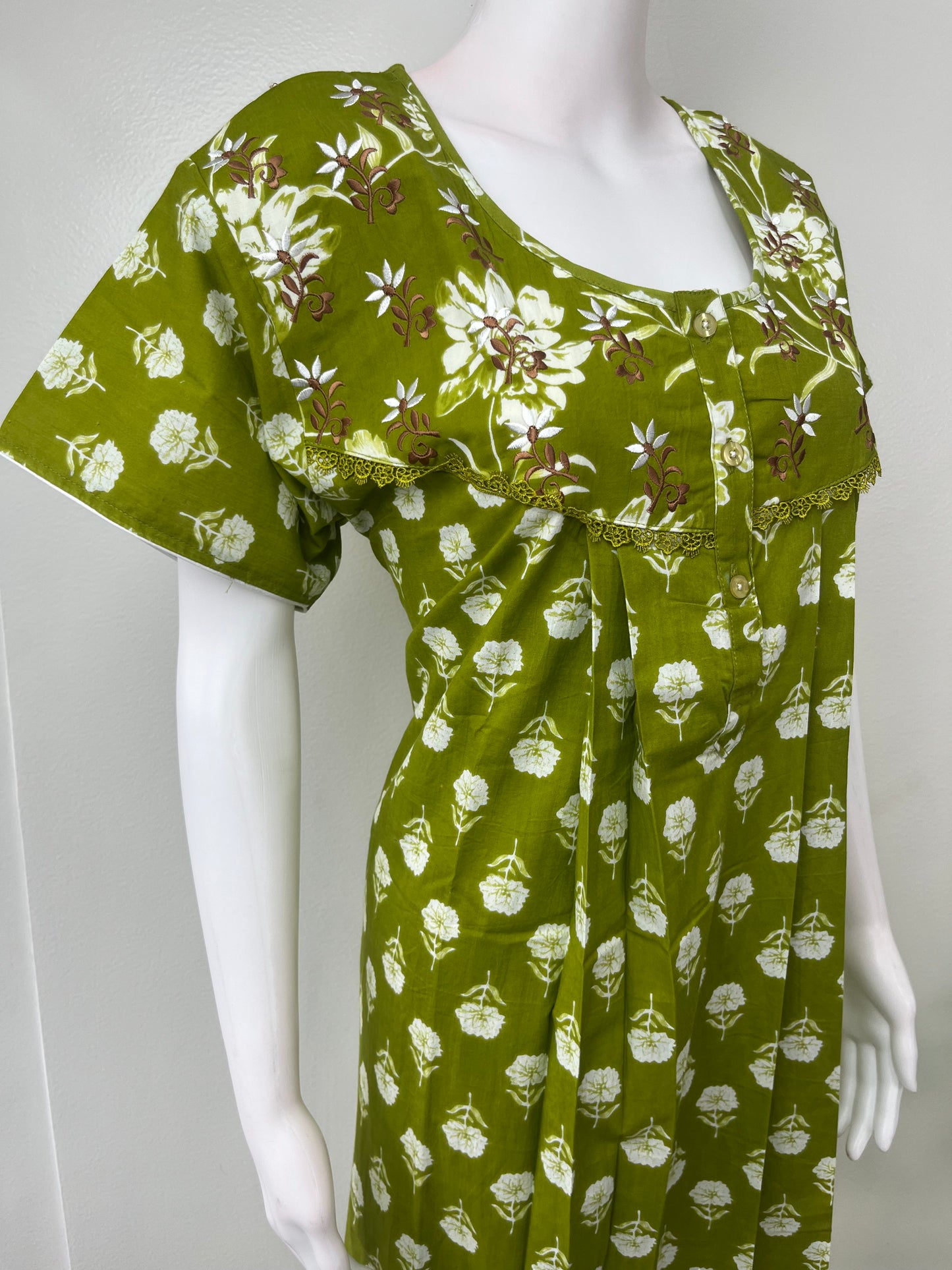 Sage Green Pure Cotton Nighty Soft & Comfortable